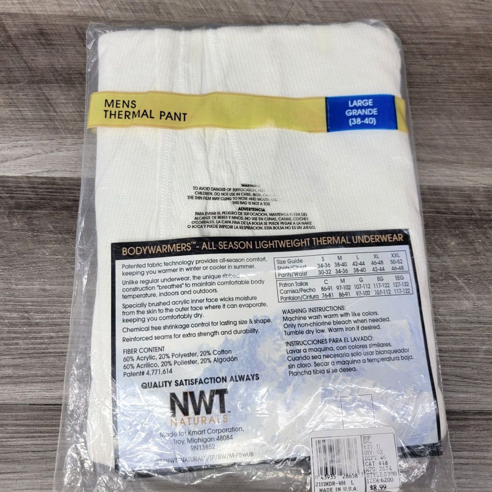 Vintage VINTAGE Northwest Territory Naturals Men Thermal bottoms pants Large White Cotton Thermal Winter Reg, Regular Fit, 30 Inseam, 39 in Waist Mens Size US 33 - 4 Thumbnail