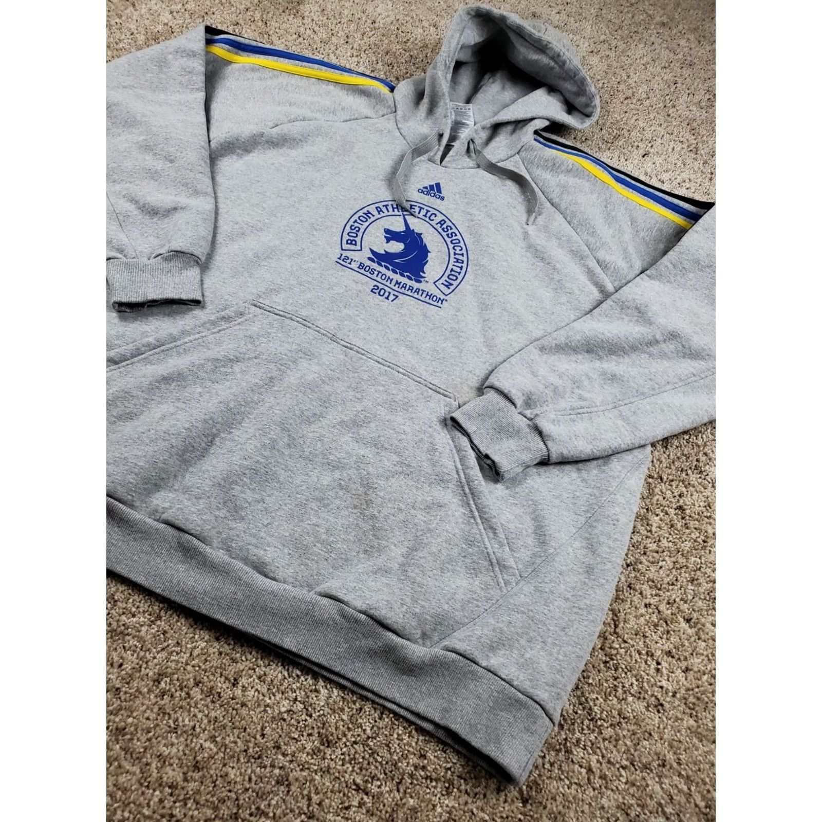 Adidas Adidas Boston Marathon 2017 Hoodie Mens 3XL Gray Long Sleeve Pullover Graphic Print 90s Cult Logo Crew Neck Sweatshirt Size US XXL / EU 58 / 5 - 2 Thumbnail