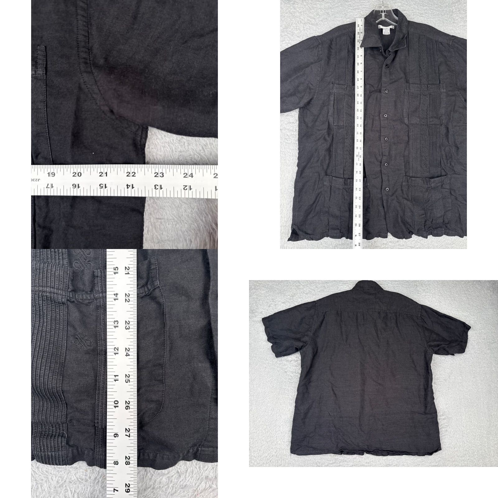 Vintage Marquis Shirt Men Large Black Linen Blend 4 Pocket Short Sleeve Button-Up Aloha Beach Hawaiian Vacation Resort Casual, Travel Mens Size US L / EU 52-54 / 3 - 8 Thumbnail