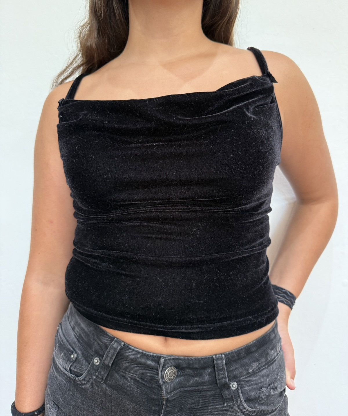 Other Y2K Black Velvet Cowl Neck Top Size S / US 4 / IT 40 - 1 Thumbnail