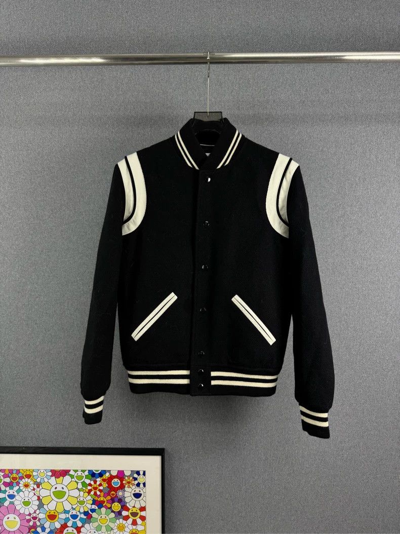 Saint Laurent Paris Saint Laurent Black and White Baseball Jacket Size US M / EU 48-50 / 2 - 1 Thumbnail