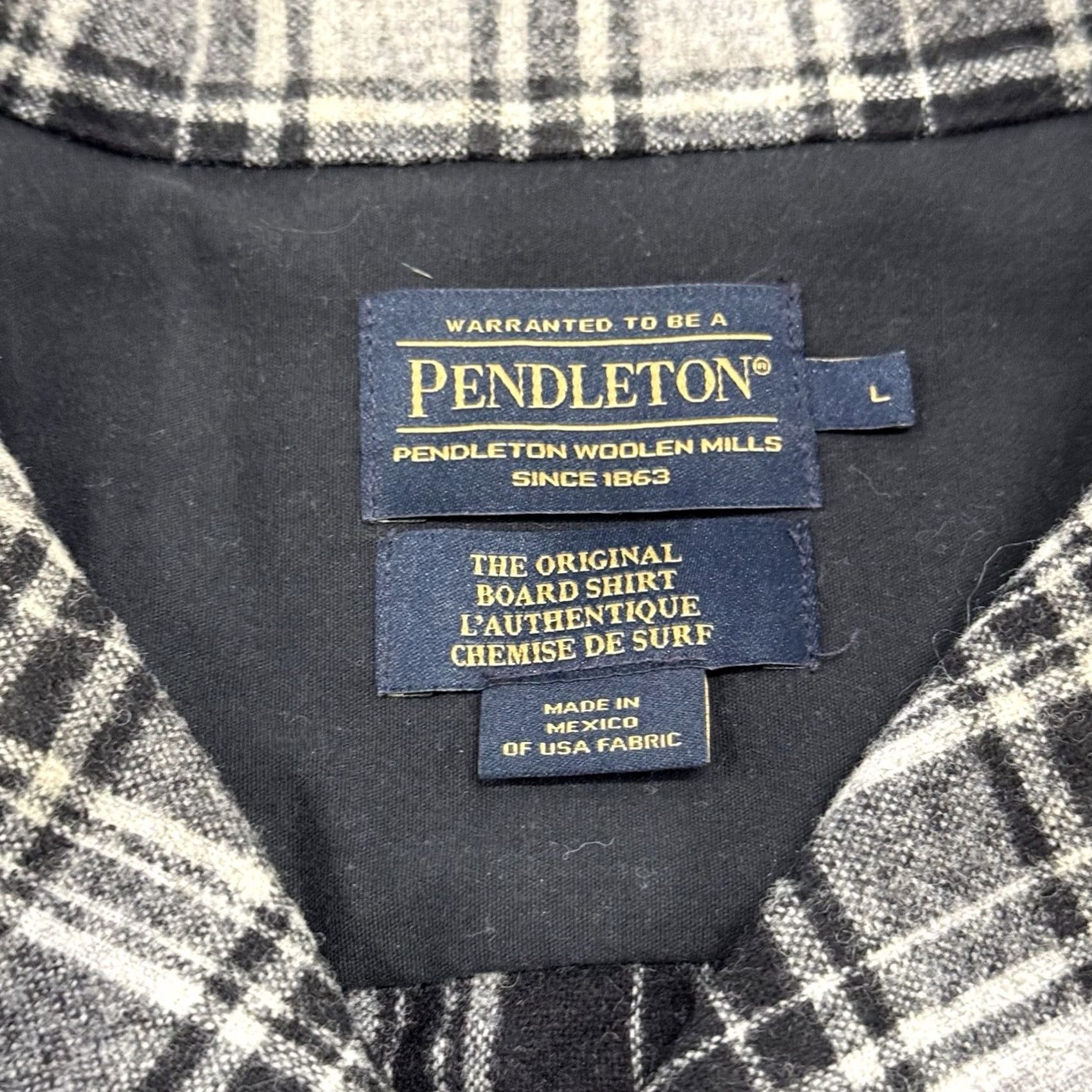 Pendleton Pendleton The Original Board Shirt Mens Large Tall Black Grey Plaid Virgin Wool Size US L / EU 52-54 / 3 - 3 Thumbnail