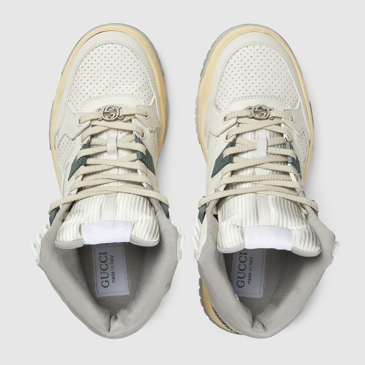 Gucci oc11z1025 High Top Distressed Effect Sneakers in White/Grey Size US 6.5 / IT 36.5 - 6 Thumbnail