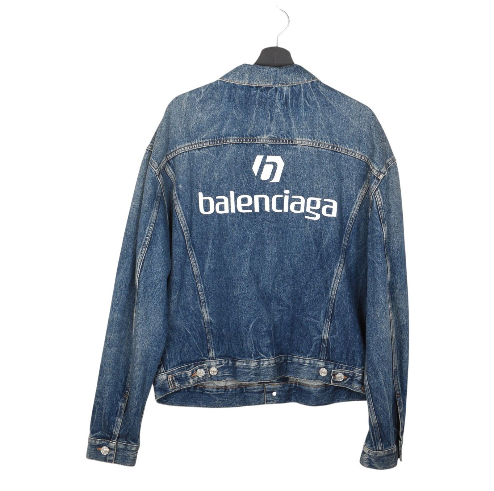 Balenciaga Men's Twinset Denim Jacket/vest W/ Hoodie Lining