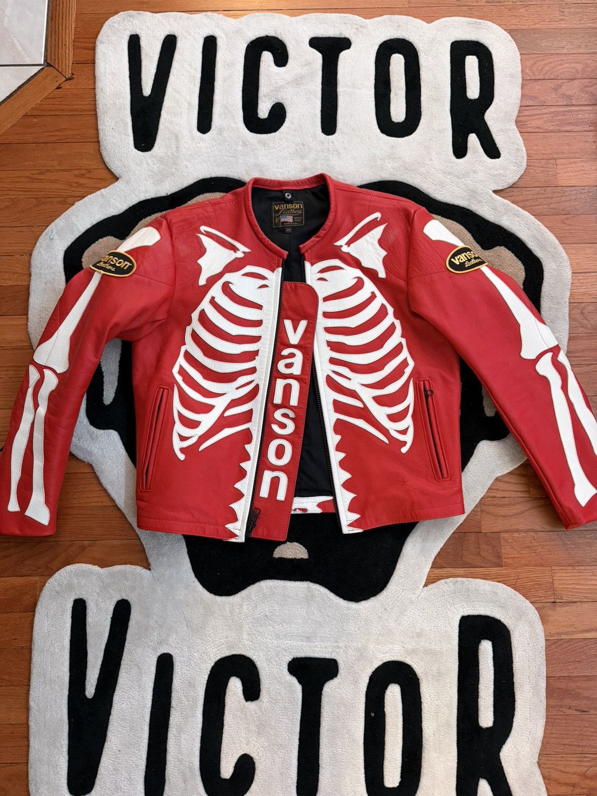 Vanson Skeleton Leather Jacket Red （Rare）
