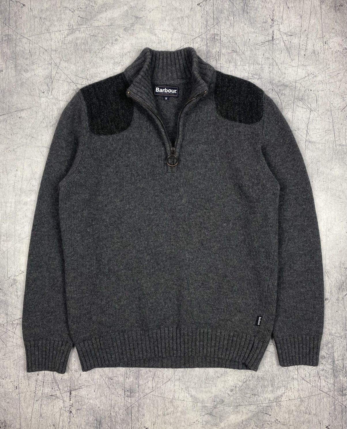 Barbour Barbour Wool Half Zip Sweater Elbow Patch Knit Grey Size M Size US M / EU 48-50 / 2 - 2 Thumbnail