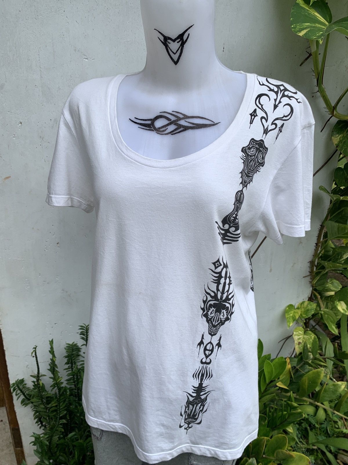Other SPB SS White Tribal Skull Graphic Wide Neck Top Size S / US 4 / IT 40 - 2 Thumbnail