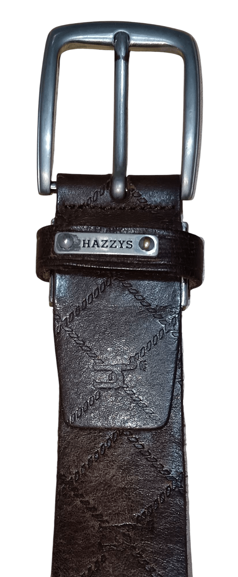 Genuine Leather × HAZZYS × Japanese Brand HAZZYS HOUNDTOOTH ENGRAVED LEATHER BELT Size 34 - 2 Thumbnail