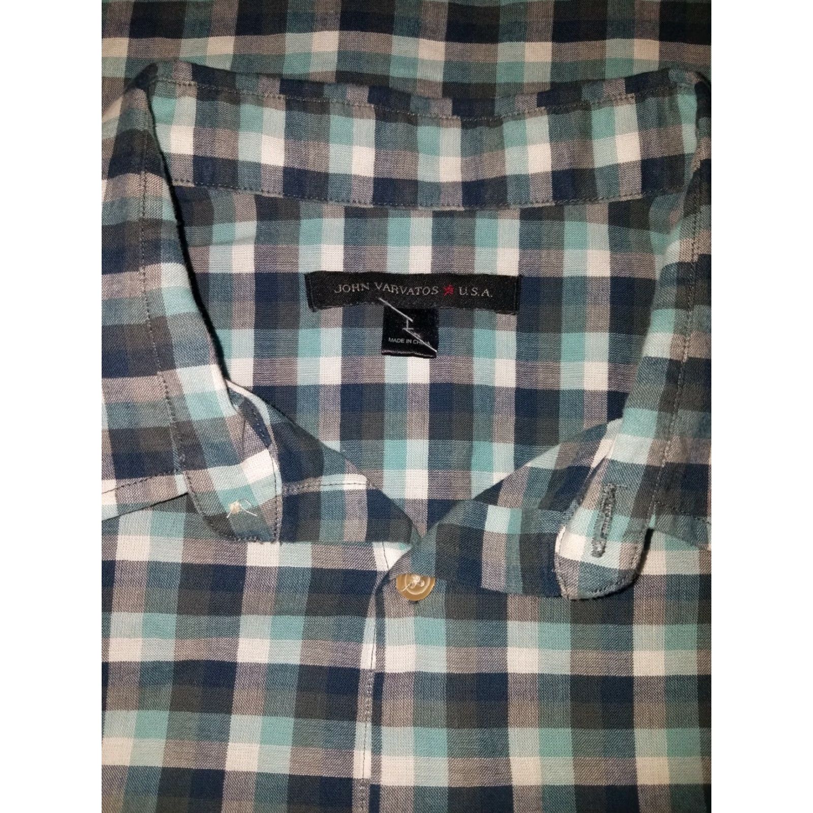 John Varvatos John Varvatos Button-Down Shirt Mens L Plaid Short Sleeve Blue Multicolor Colorful Size US L / EU 52-54 / 3 - 6 Thumbnail