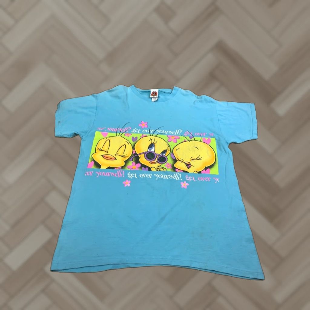 Vintage VINTAGE Looney Tunes Tweety Bird Shirt M Aqua Blue Crew Neck Cotton T-Shirt Men Regular Short Sleeve 1990s Boys Girls? Size US M / EU 48-50 / 2 - 1 Thumbnail