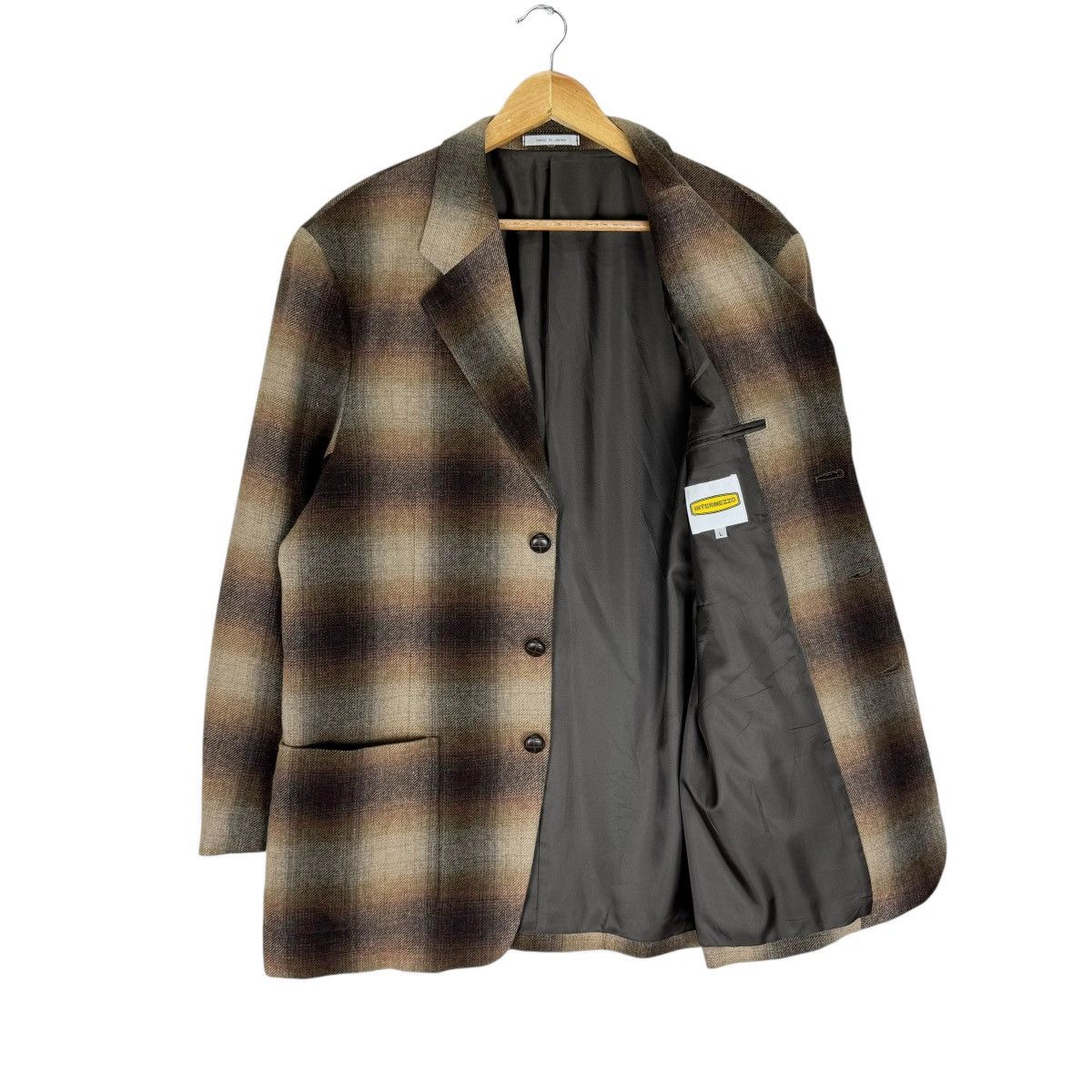 Japanese Brand ❄️INTERMEZZO JAPAN SHADOW PLAIDS BLAZER COAT Size US L / EU 52-54 / 3 - 9 Thumbnail