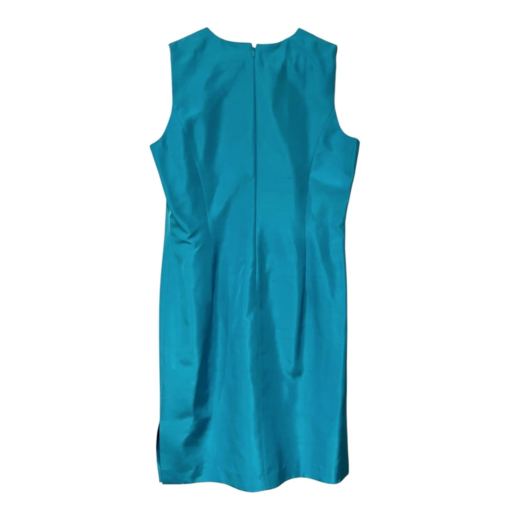 Liz Claiborne VINTAGE Liz Claiborne Silk Dress Women’s 10 Petite Sleeveless Sheath V-Neck Blue N/A Size L / US 10 / IT 46 - 3 Thumbnail