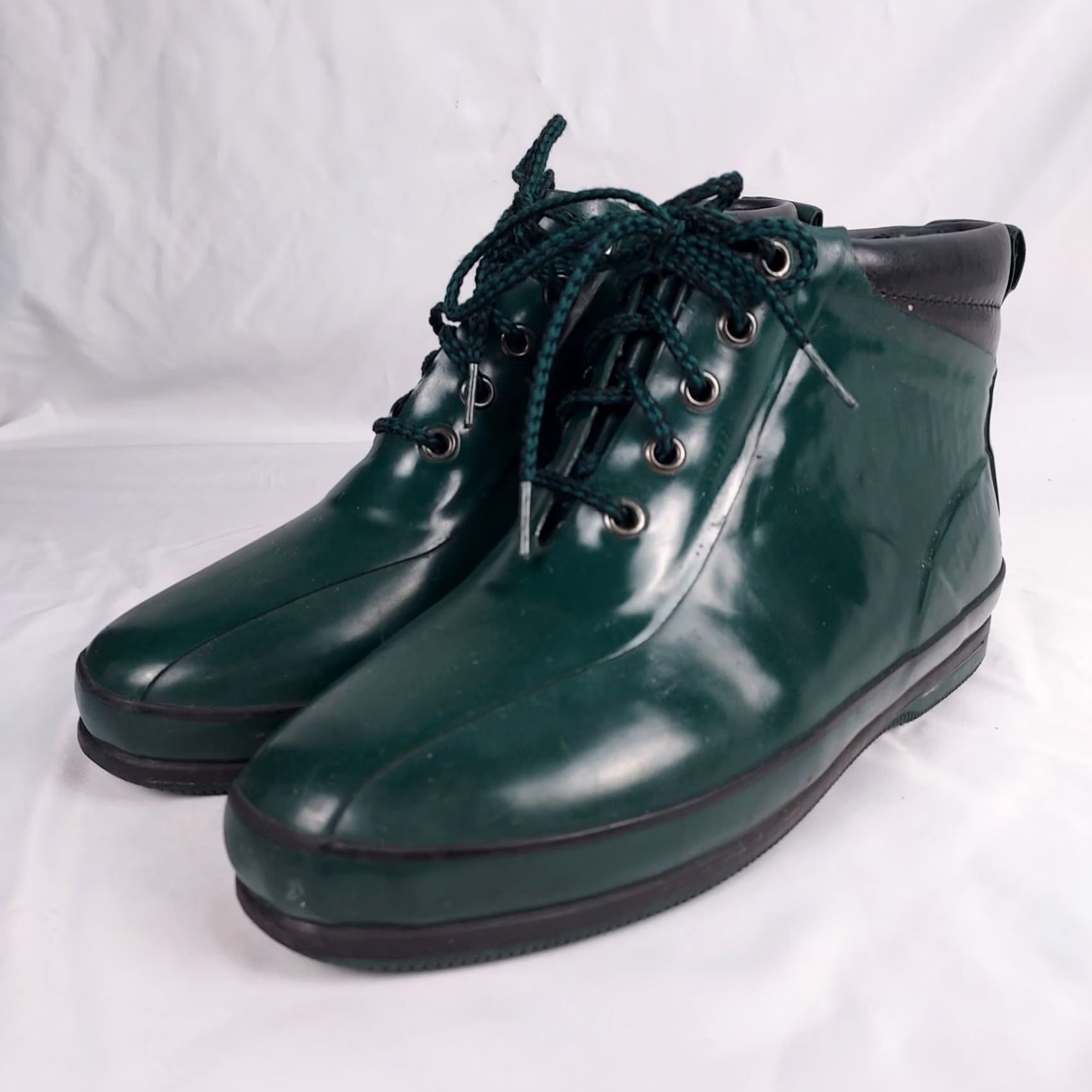 Eddie Bauer Eddie Bauer Mens 9 Green Rubber Rain Boots Lace Up Waterproof Winter M Width Outdoor Boots Size US 9 / EU 42 - 2 Thumbnail