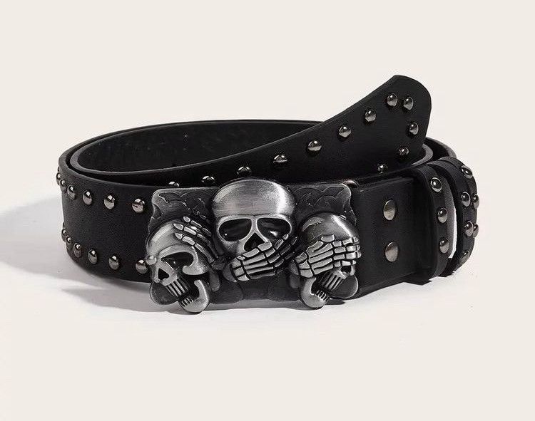 Japanese Brand 110 Cm Skull Rivet Belts Size ONE SIZE - 1 Thumbnail