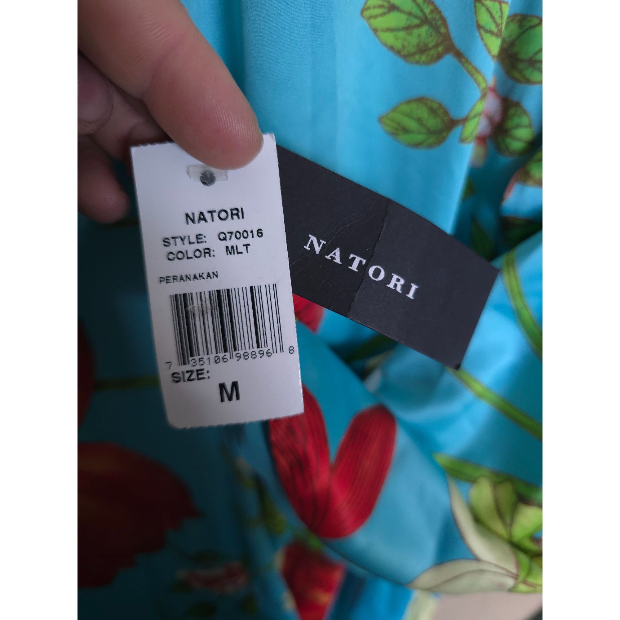 Japanese Brand Natori Kimono Style Blue Floral 1/2 Zip Dress Size Size M / US 6-8 / IT 42-44 - 4 Thumbnail