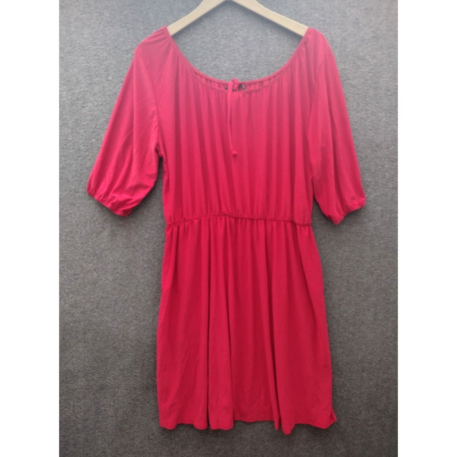 Vintage Star Vixen Blouson Dress Women Peasant Midi Boat Neck Red 1X Size XL / US 12-14 / IT 48-50 - 2 Thumbnail