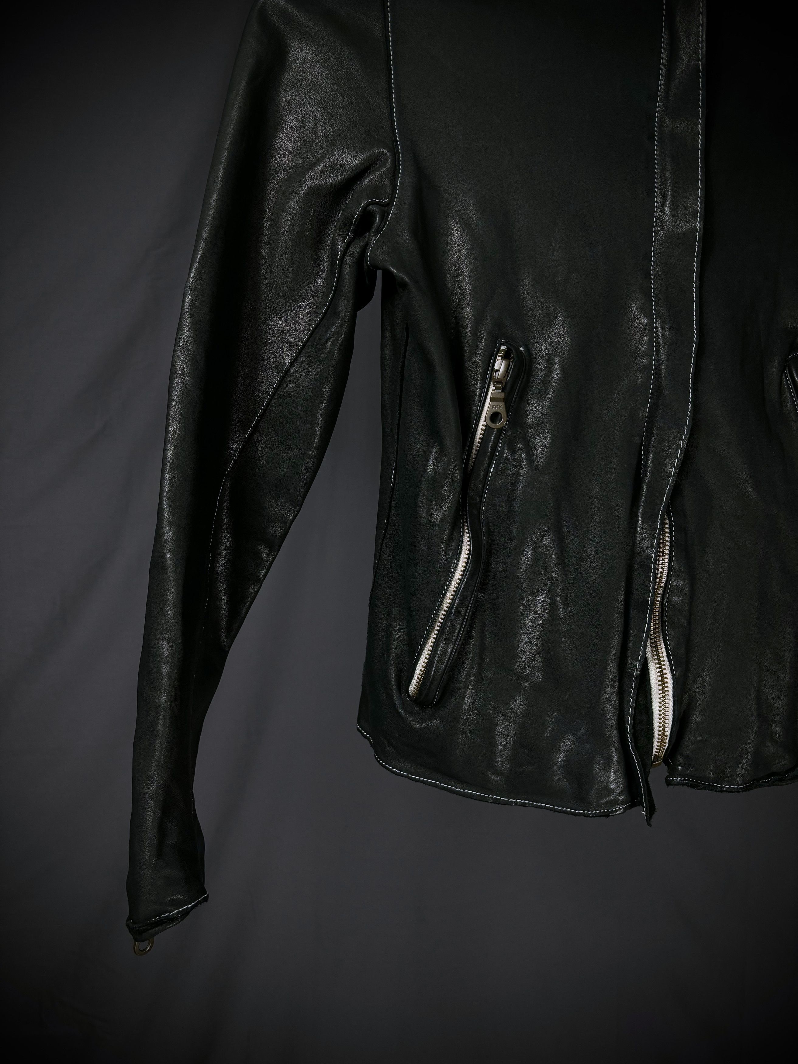 Japanese Brand Sisii Contrast Stitch Washable Leather Jacket Size XXS / US 00 / IT 34 - 3 Thumbnail