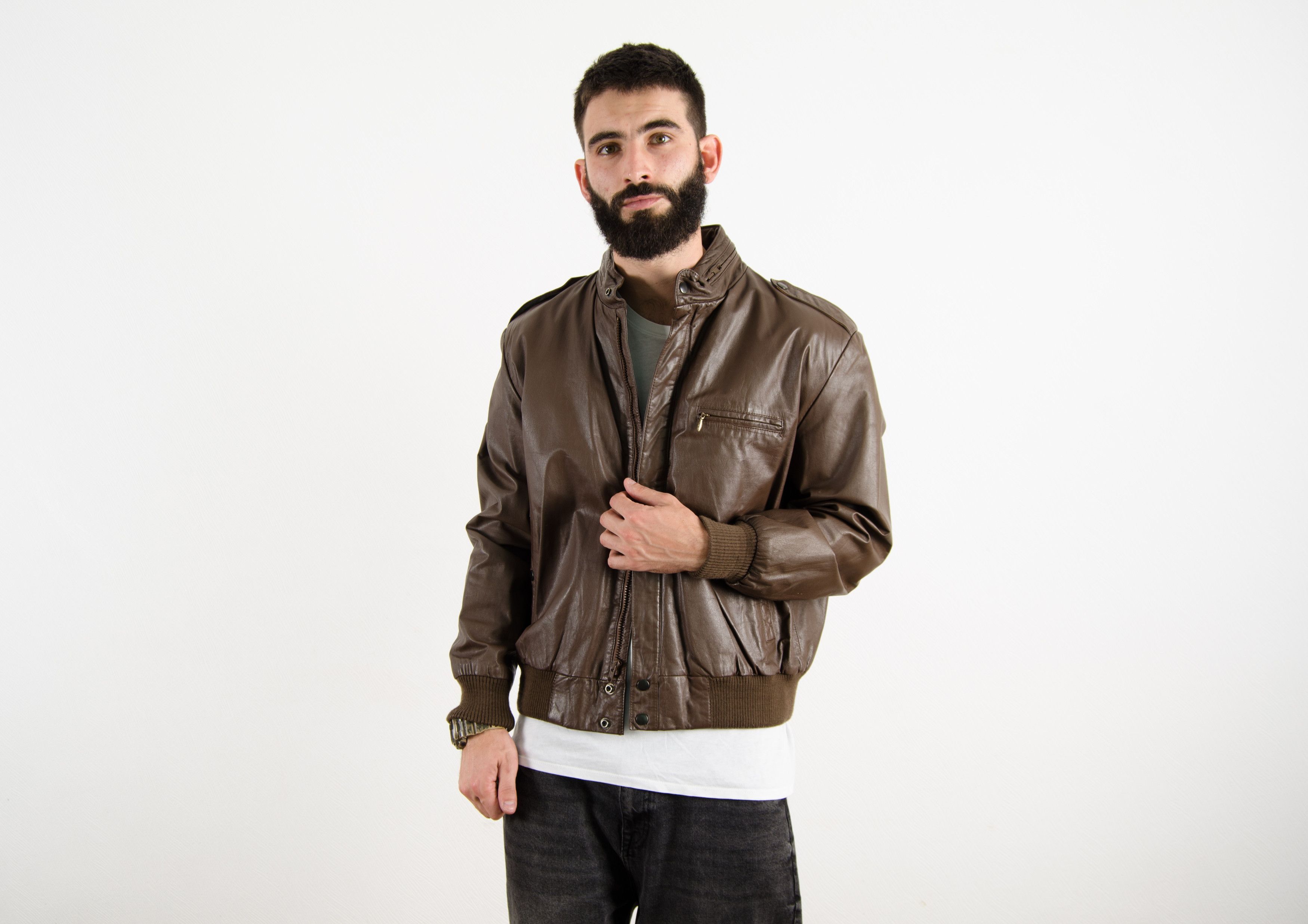 Schott Vintage Schott Sport Leather Military Flight Bomber Jacket Size US L / EU 52-54 / 3 - 1 Thumbnail
