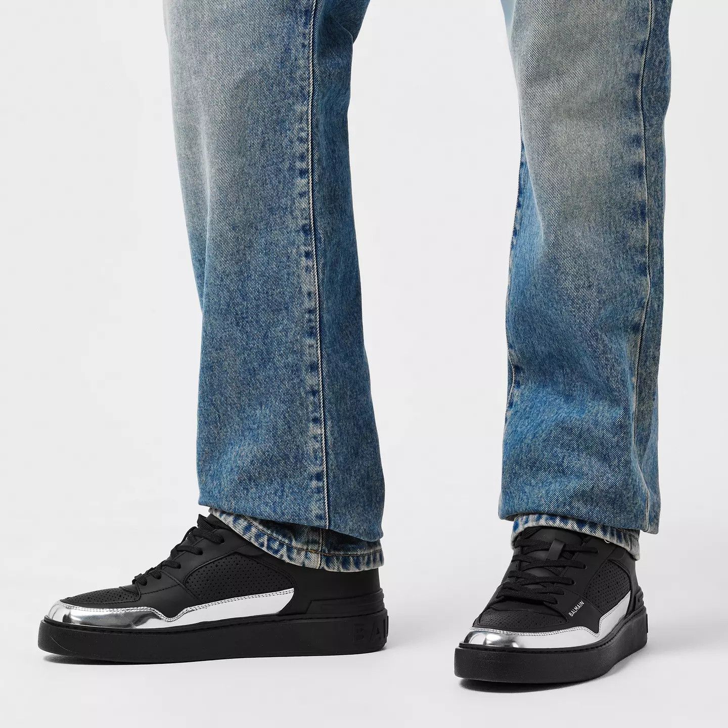 Balmain o1g2r1mq0426 B Court Flip Low-Top Trainers in Black/Silver Size US 9 / EU 42 - 3 Thumbnail
