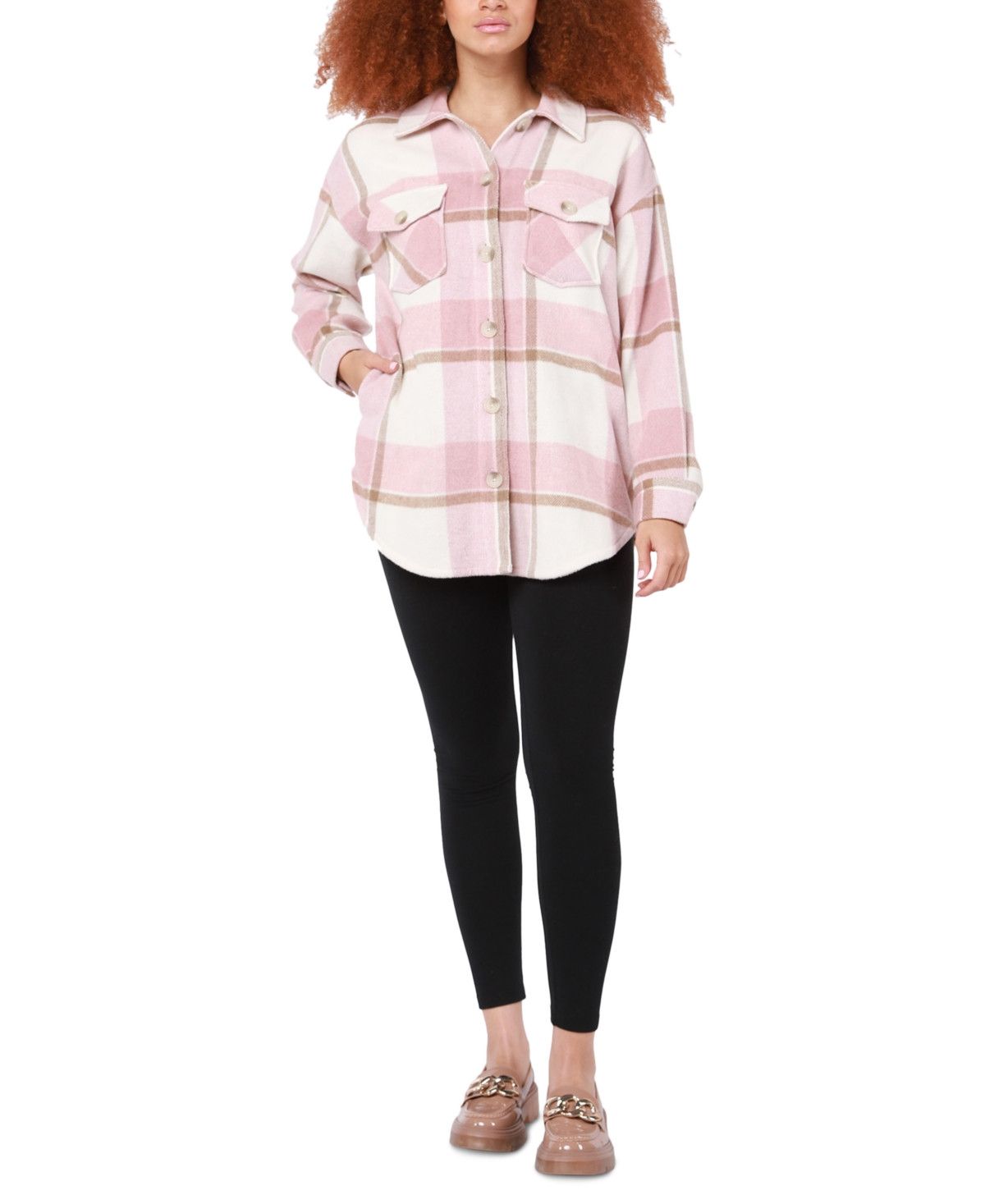 Macys Pink Plaid Shirt Jacket Size XL / US 12-14 / IT 48-50 - 2 Thumbnail
