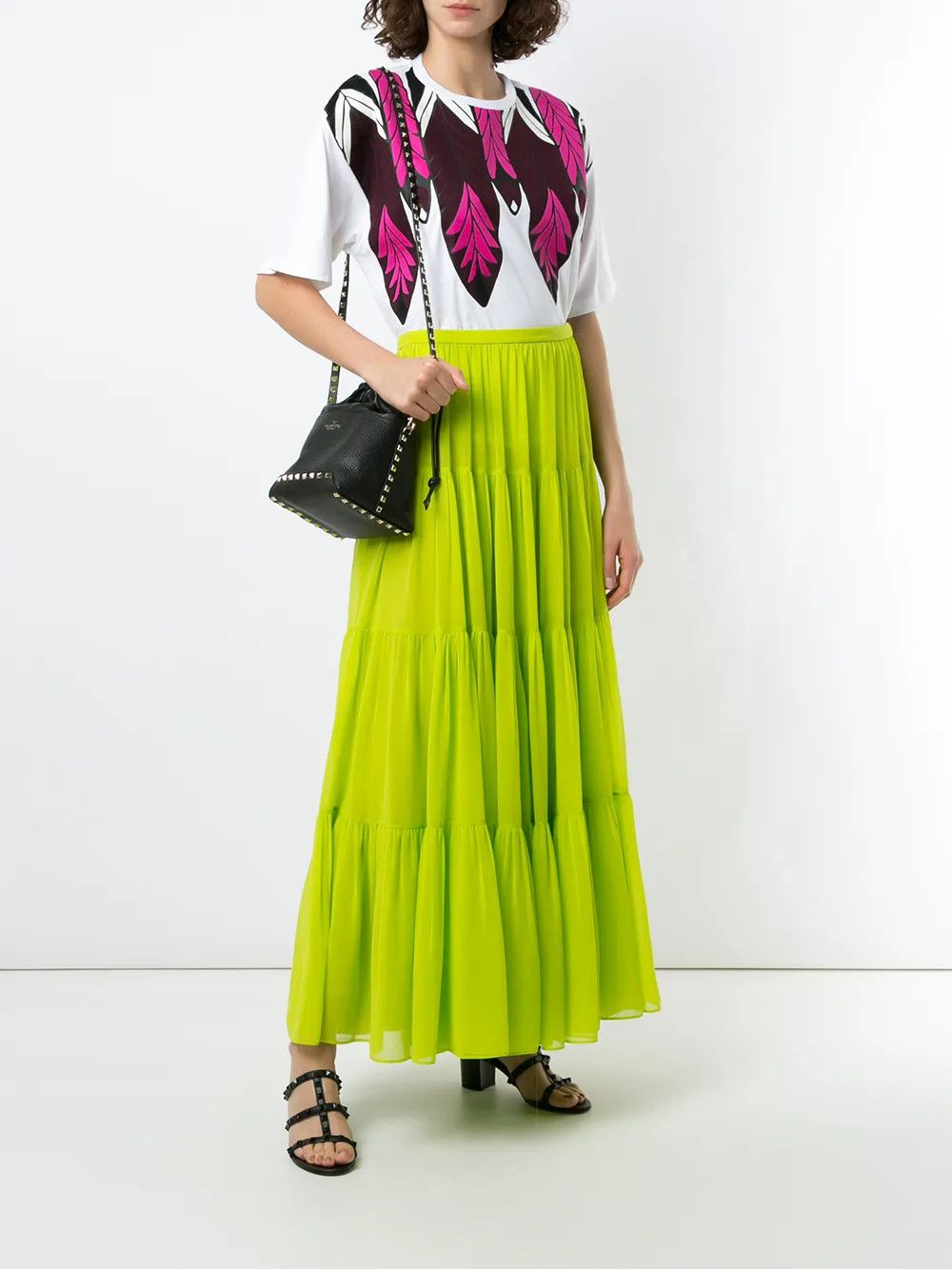 Valentino o1y0326 Maxi Skirt in Green Size 26" / US 2 / IT 38 - 2 Thumbnail