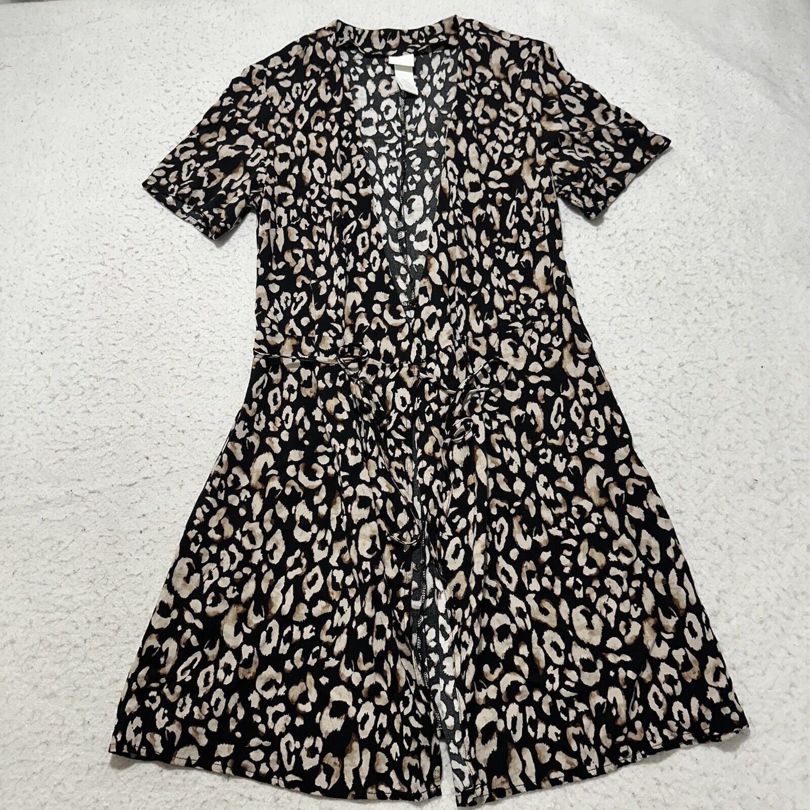 H&M H&M XS Black Begige Leopard Mini Wrap Dress Short Sleeve Size XS / US 0-2 / IT 36-38 - 1 Thumbnail