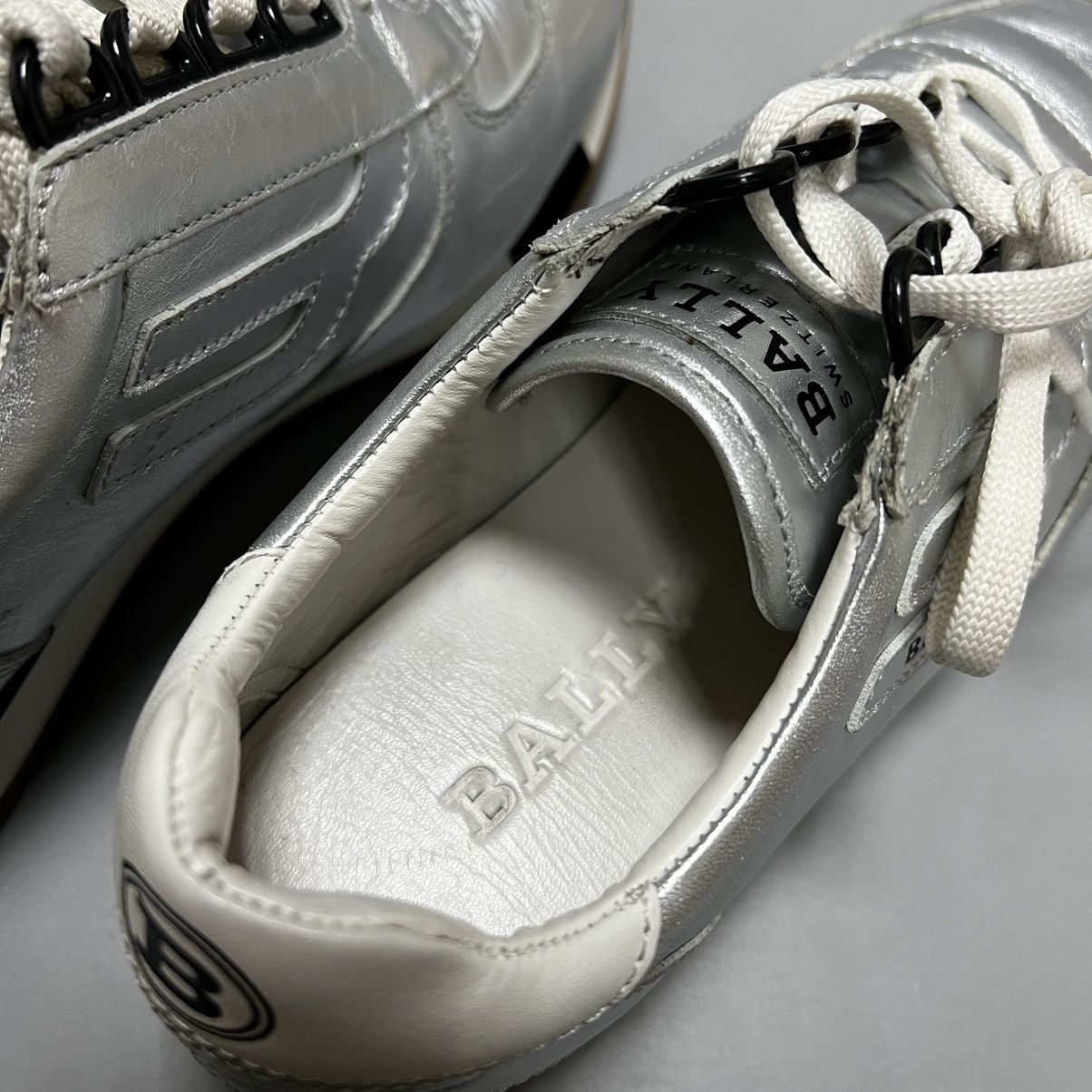 Bally BALLY Gavina Metallic Silver Low Woman's Leather Sneakers Size US 7.5 / IT 37.5 - 17 Thumbnail