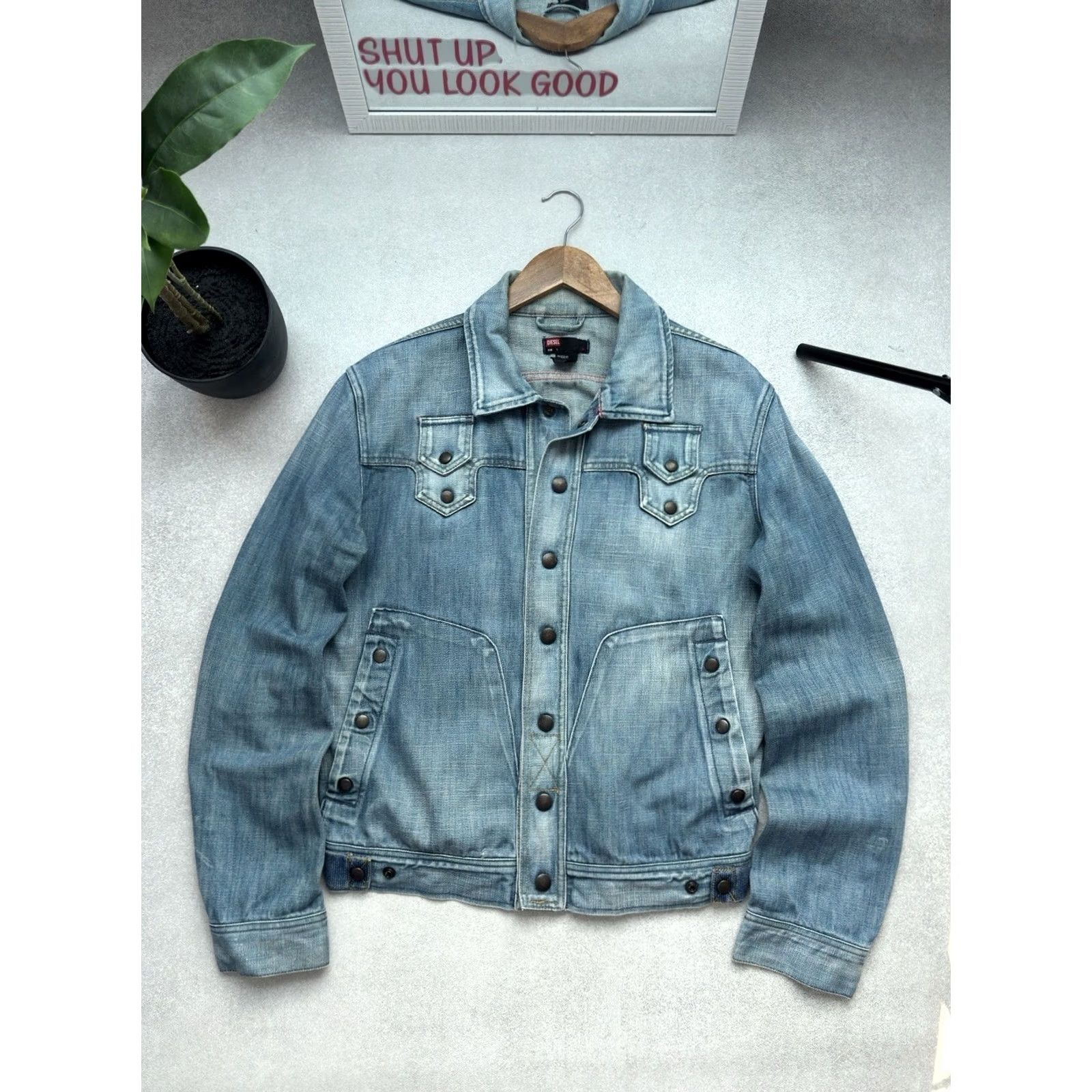 Diesel VINTAGE Diesel Denim Jeans Jacket Button Up Blue 90s Men L blue Jeans Jacket Diesel Shirts Size US 33 - 2 Thumbnail
