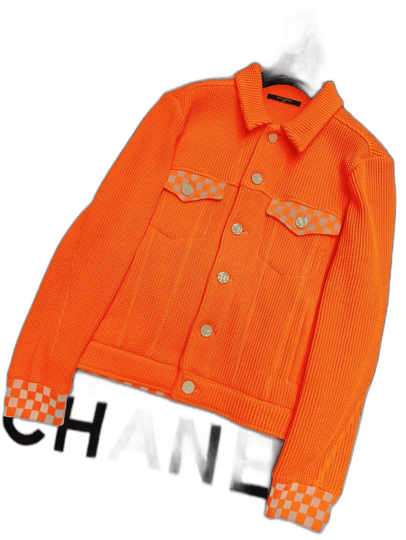 Louis Vuitton Orange Waffle Knit Jacket Size M Size US M / EU 48-50 / 2 - 1 Thumbnail