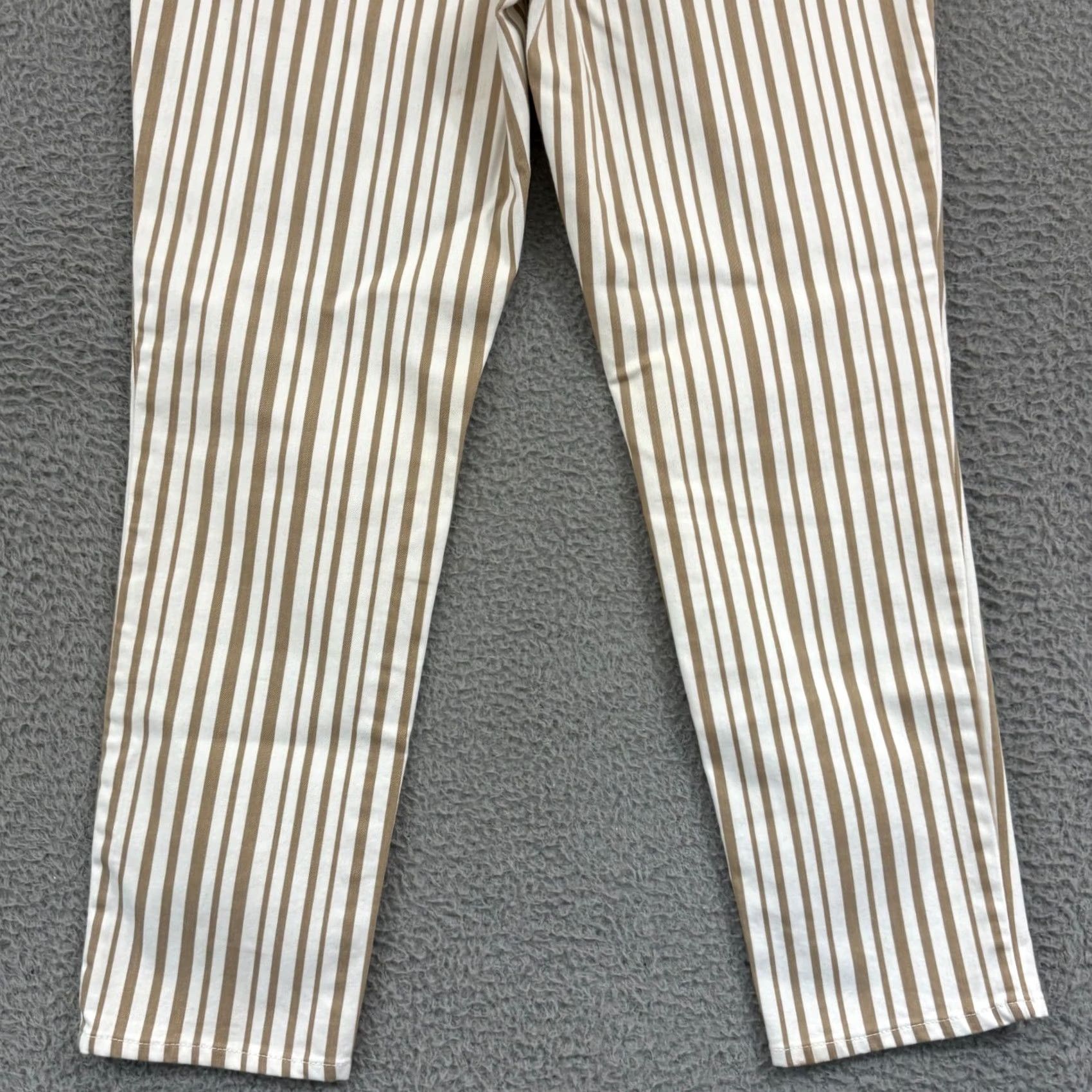 Vintage Chico's Pants Womens 1 So Slimming Girlfriend Ankle 32x30 Tan Striped Stretch Zip Size 25" / US 0 / IT 36 - 6 Thumbnail