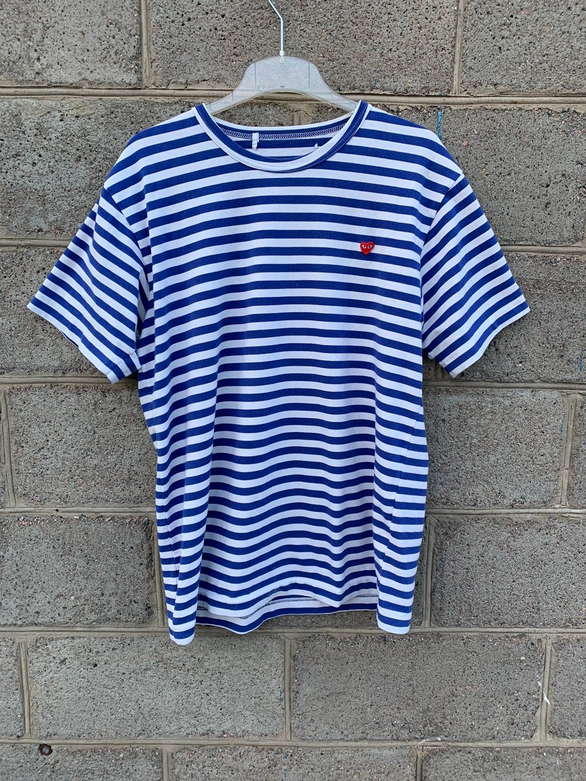 Pre-owned Comme Des Garçons Play Comme Des Garcons Baby Blue Striped Tee Shirt