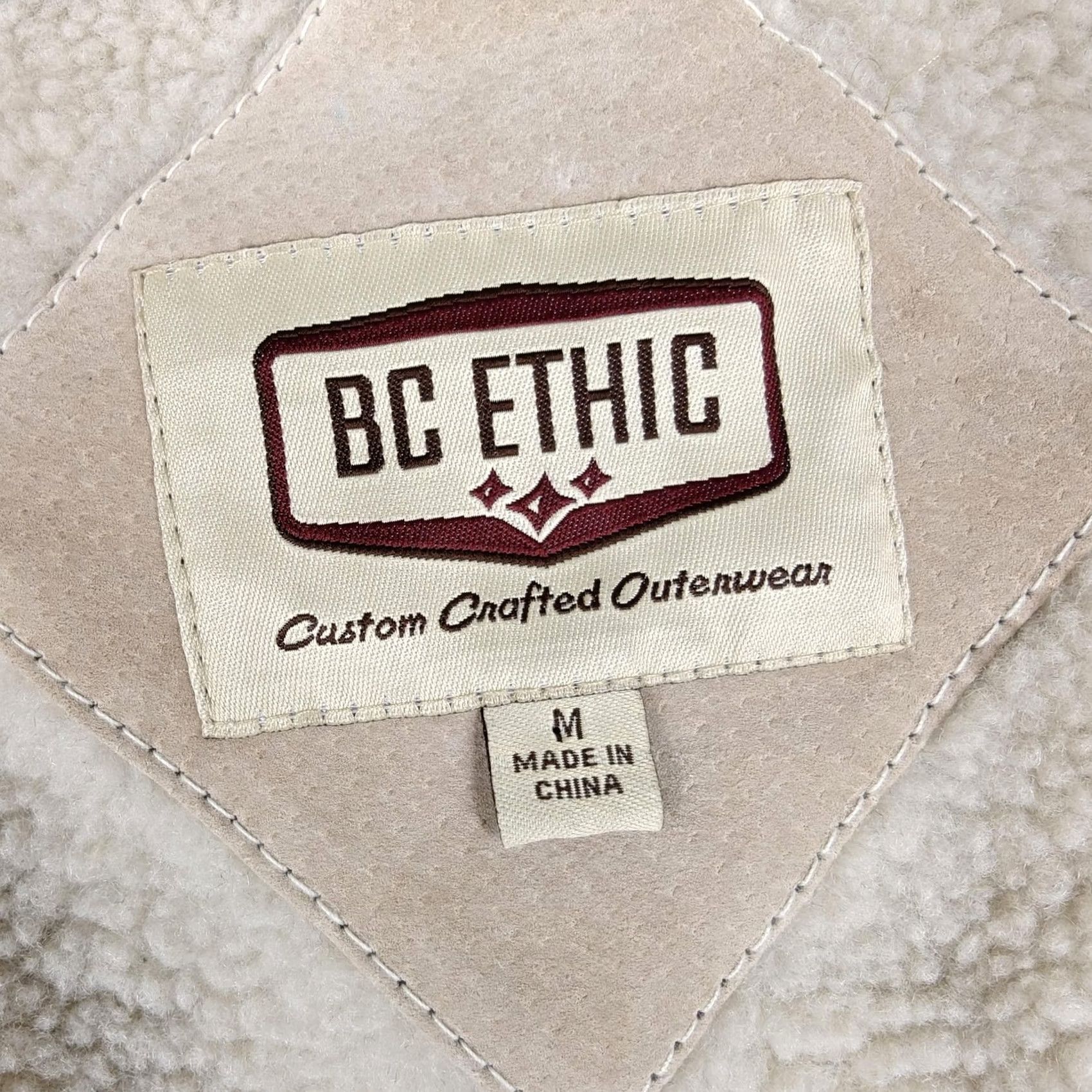 Vintage BC Ethic Jacket Mens Medium Beige Leather Bomber Sherpa Lined Western Snap Size US M / EU 48-50 / 2 - 7 Thumbnail