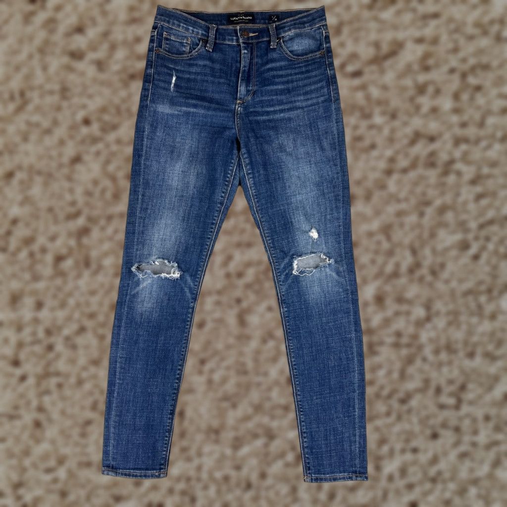 Lucky Brand Lucky Brand Jeans Womens 6 Regular Blue Denim Straight Fit 28" Inseam 30" Waist Medium Wash 5-Pocket Distressed Modern USA Mens Womens Size 28" / US 6 / IT 42 - 1 Thumbnail