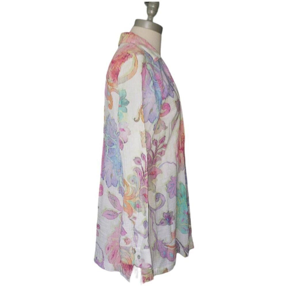 Designer CT176 Soft Surroundings Ladies Floral Button Shirt M Size M / US 6-8 / IT 42-44 - 3 Thumbnail