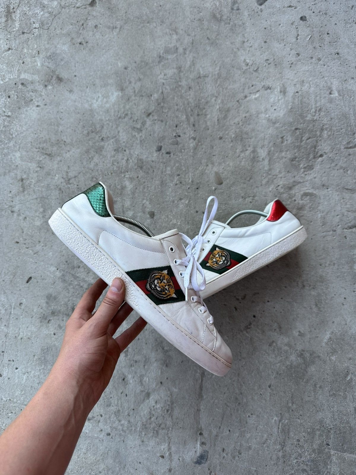 Gucci Vintage Gucci Ace Tiger Leather Sneakers Luxury Old Money Size US 12.5 / EU 45-46 - 1 Thumbnail