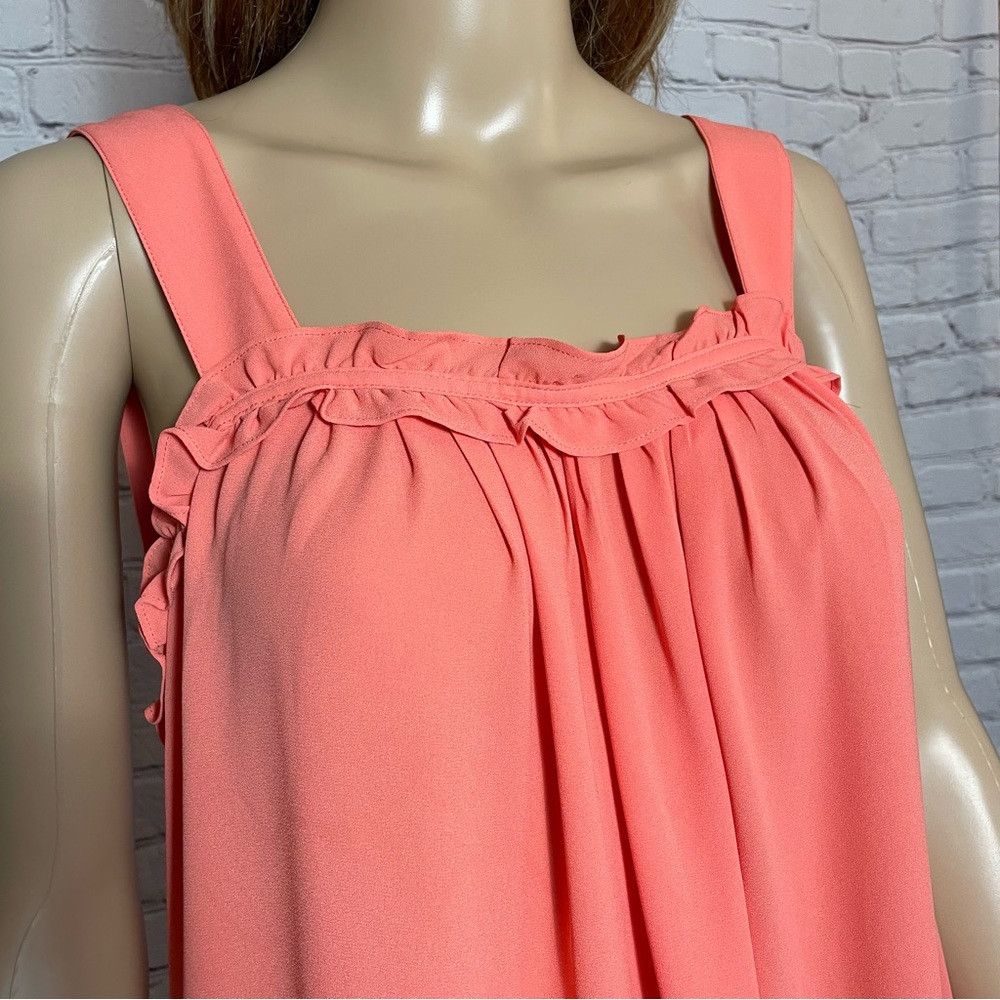 Ann Taylor New Ann Taylor Orange Ruffle Trim Tank Top Blouse Size L Size L / US 10 / IT 46 - 3 Thumbnail