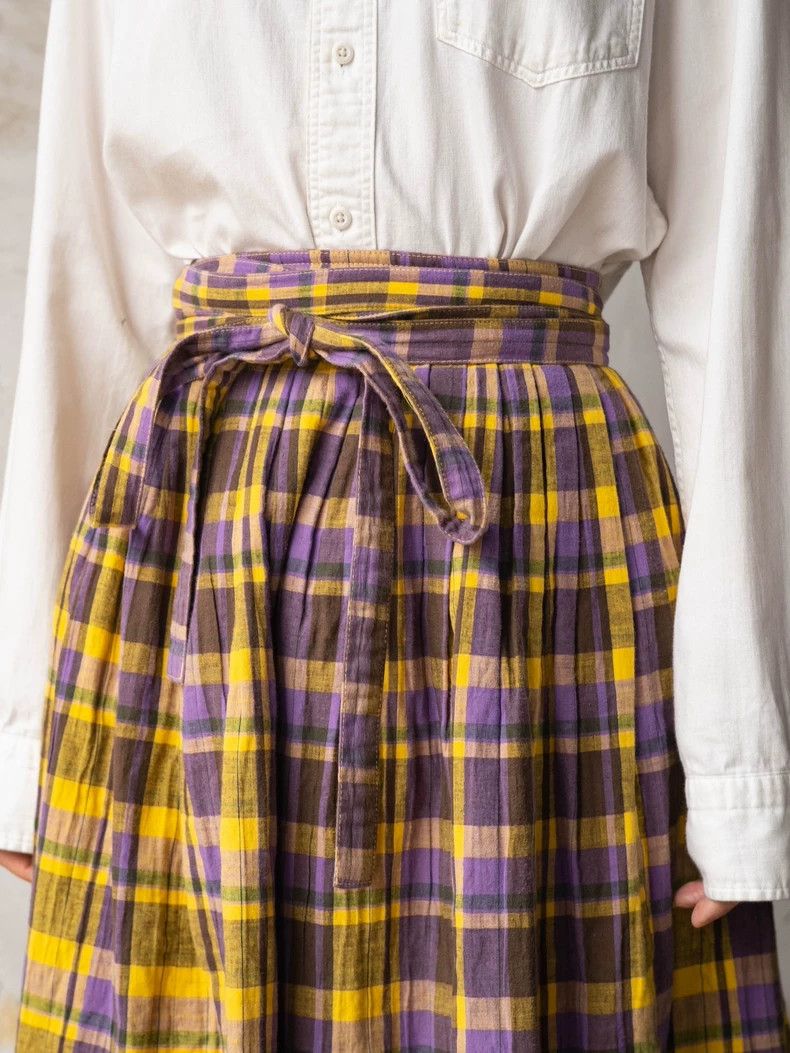 Kenzo KENZO Vintage yellow and purple checkered straps half skir Size 25" / US 0 / IT 36 - 4 Thumbnail