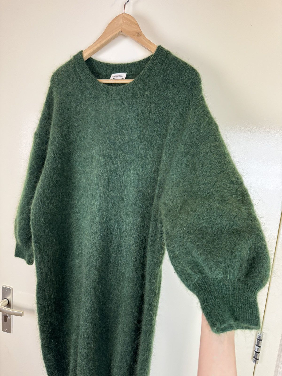 Sezane American vintage mohair wool green fluffy maxi dress sweater Size L / US 10 / IT 46 - 4 Thumbnail