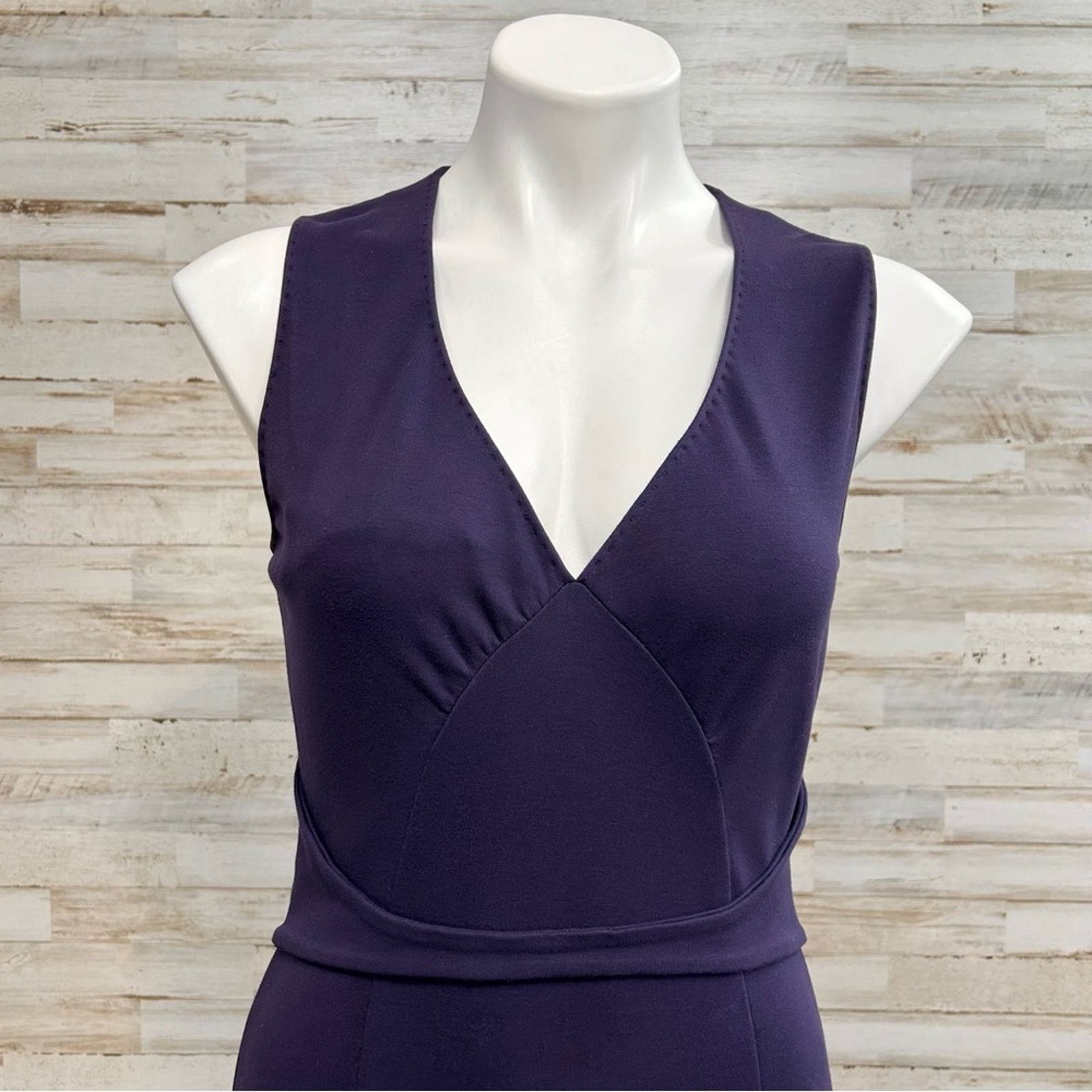 Elie Tahari Sleeveless Stretch Knit Sheath Dress Purple Sz S