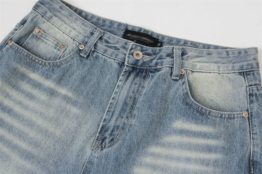 Japanese Brand × Jean Men's street washed retro straight casual distressed jeans Size US 34 / EU 50 - 4 Thumbnail