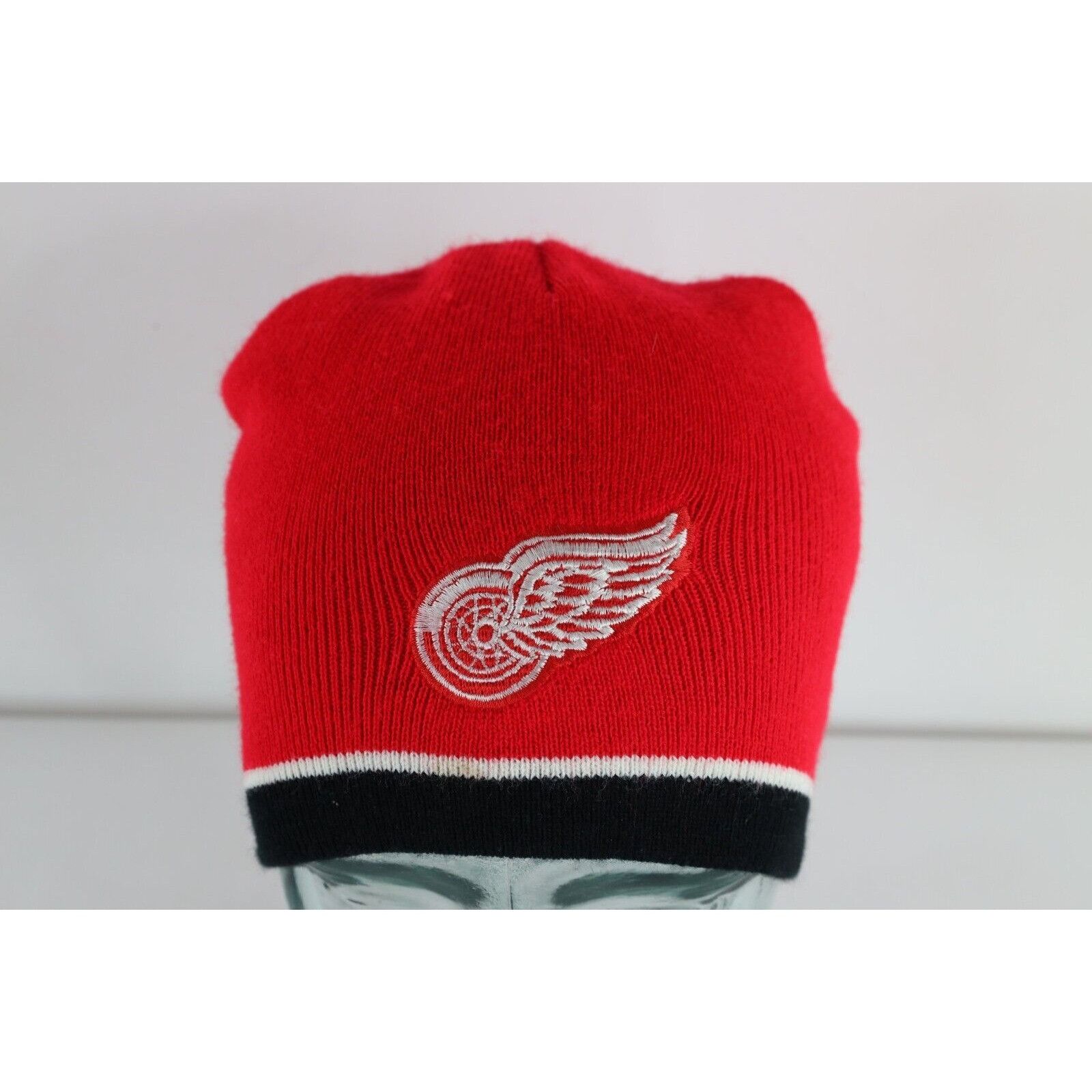 Vintage Vintage 90s Detroit Red Wings Hockey Knit Winter Beanie Hat Size ONE SIZE - 1 Thumbnail