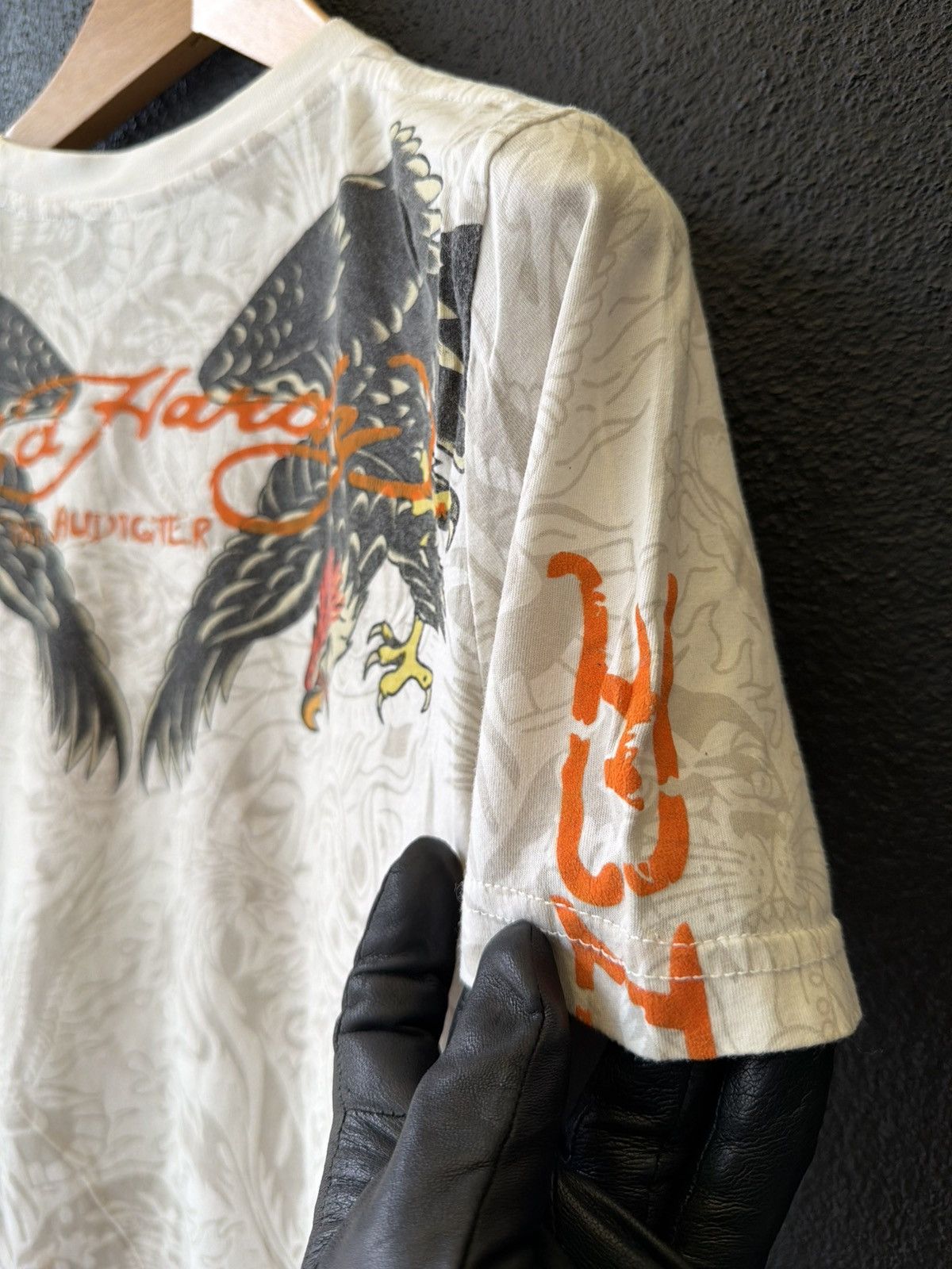 Ed Hardy × Glo Gang × Unknown London Rare Vintage AOP Y2K Ed Hardy "Death Before Dishonor" Eagle Size US XS / EU 42 / 0 - 6 Thumbnail