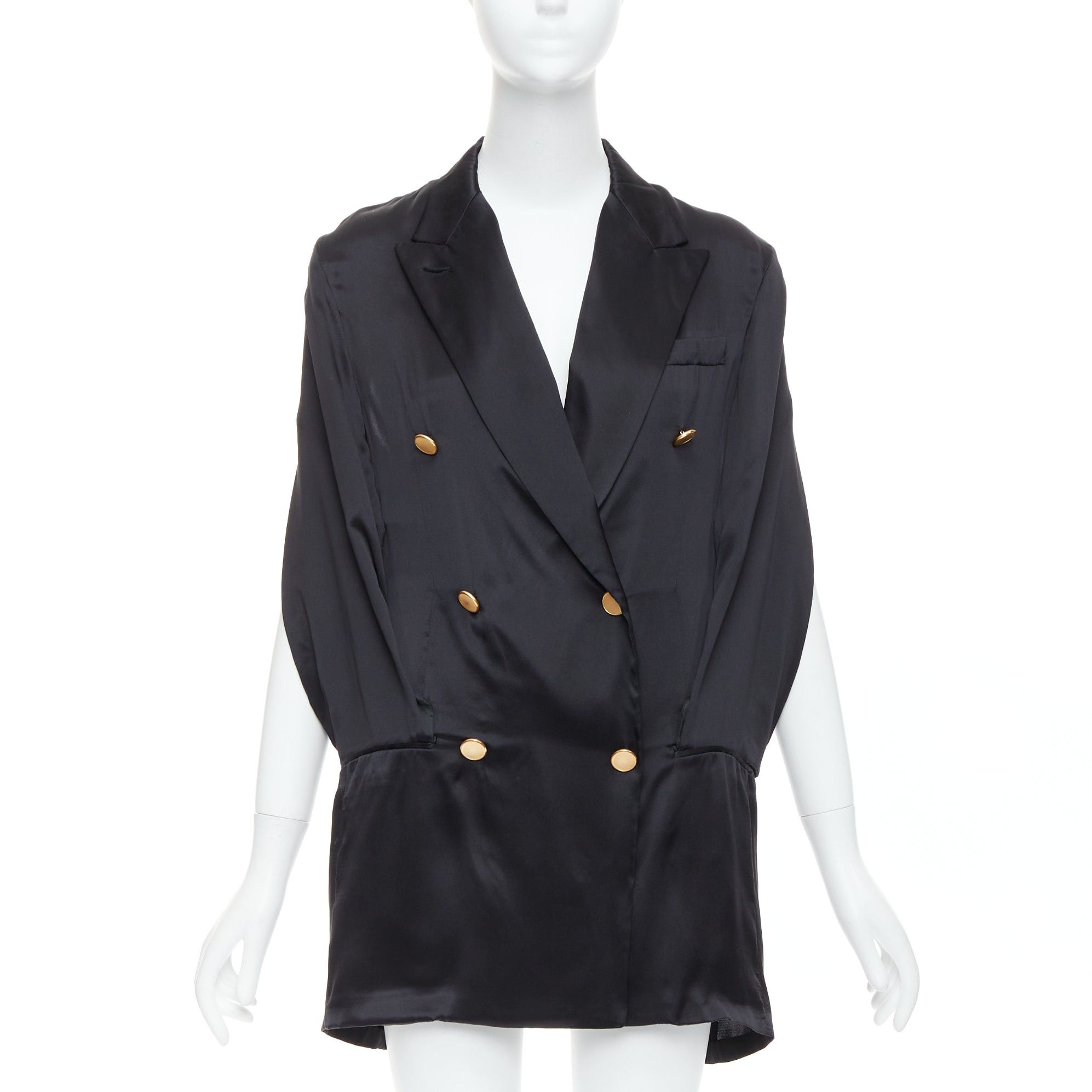 Maison Margiela rare MAISON MARTIN MARGIELA 2012 Runway black tucked sleeve blazer dress IT36 XXS Size S / US 4 / IT 40 - 1 Thumbnail