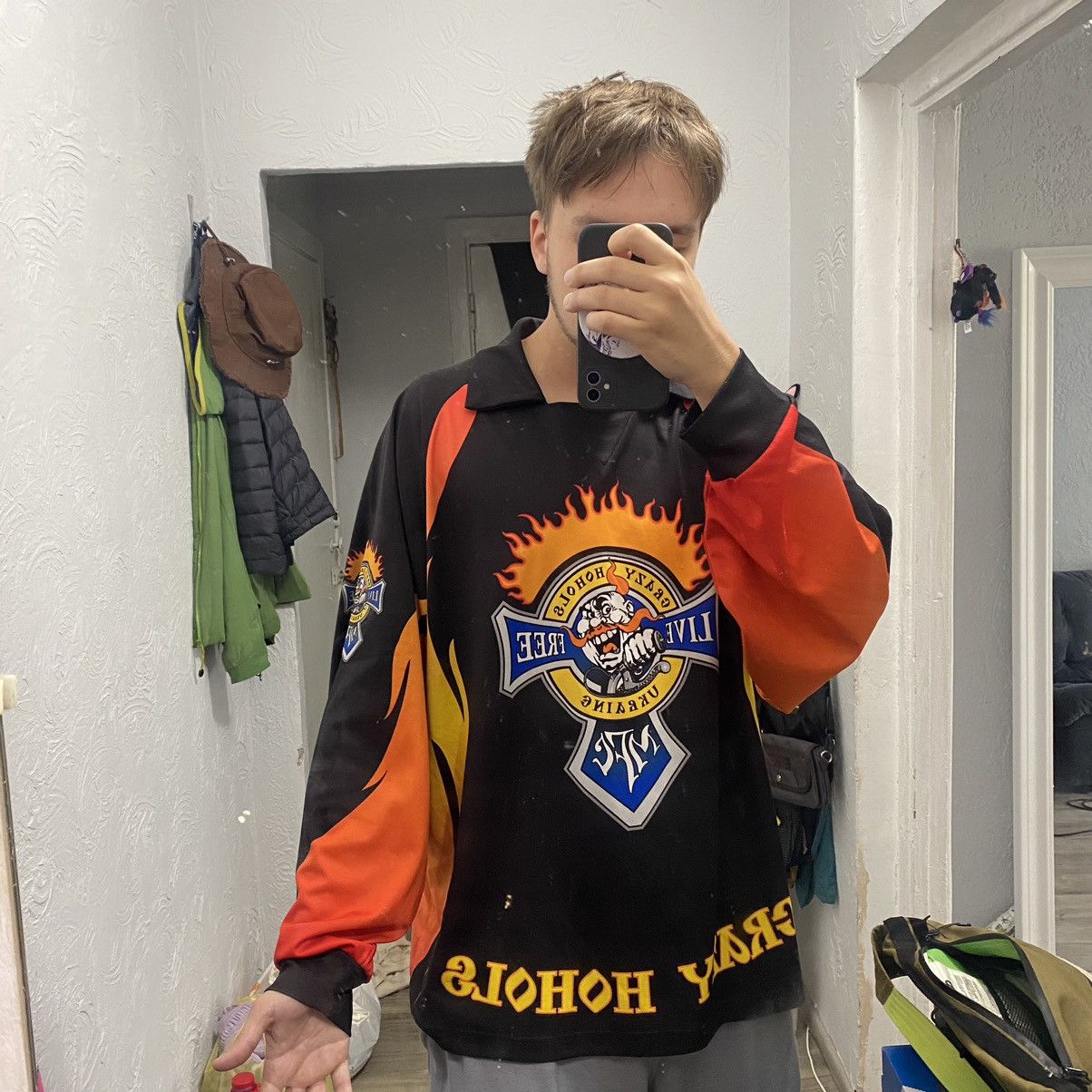 Harley Davidson AMAZING CRAZY HOHOLS UKRAINE MOTO CLUB FIRE JERSEY Size US XL / EU 56 / 4 - 2 Thumbnail