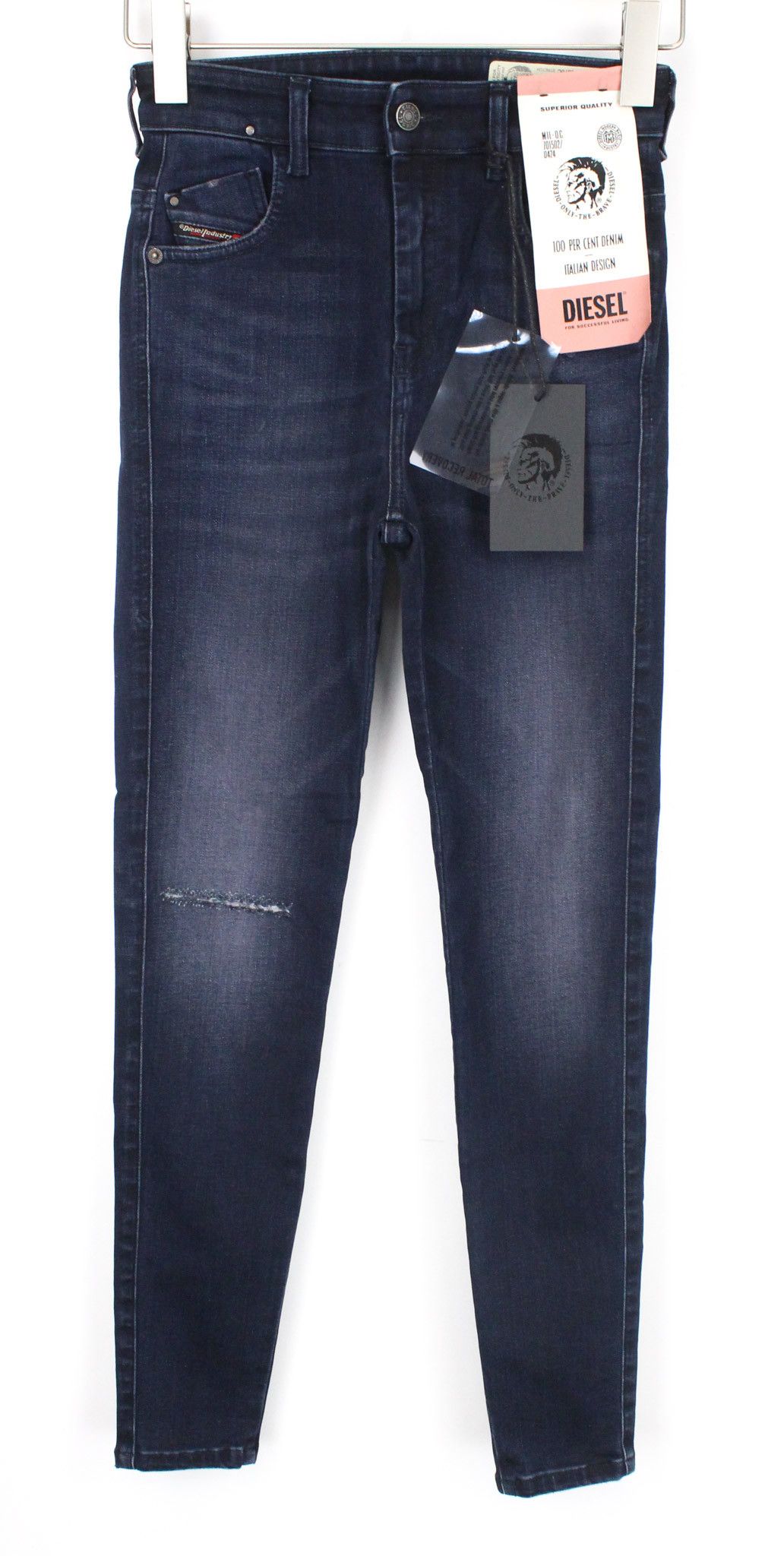Diesel SLANDY-HIGH 0870C W24/L30 Blue Distress Jeans 70288 Size 24" / US 00 / IT 34 - 1 Thumbnail