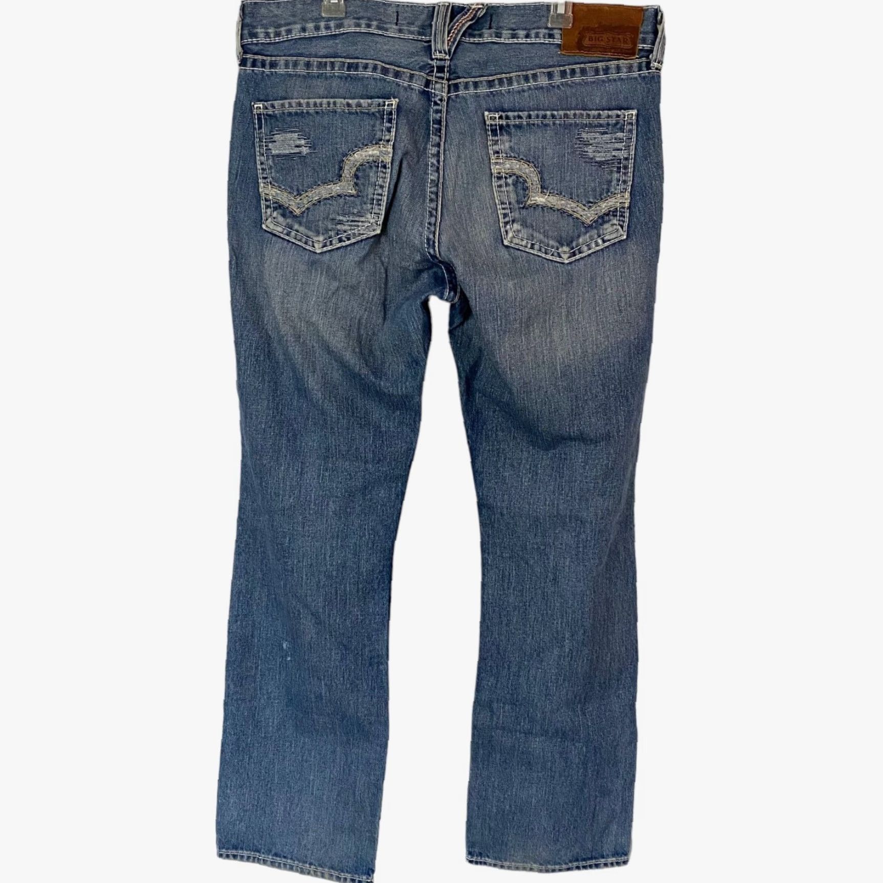 Denime VINTAGE Big Star Union Slim Straight Distressed Blue Jeans Mens 38L Denim 100% Cotton 33" Inseam Size US 38 / EU 54 - 3 Thumbnail