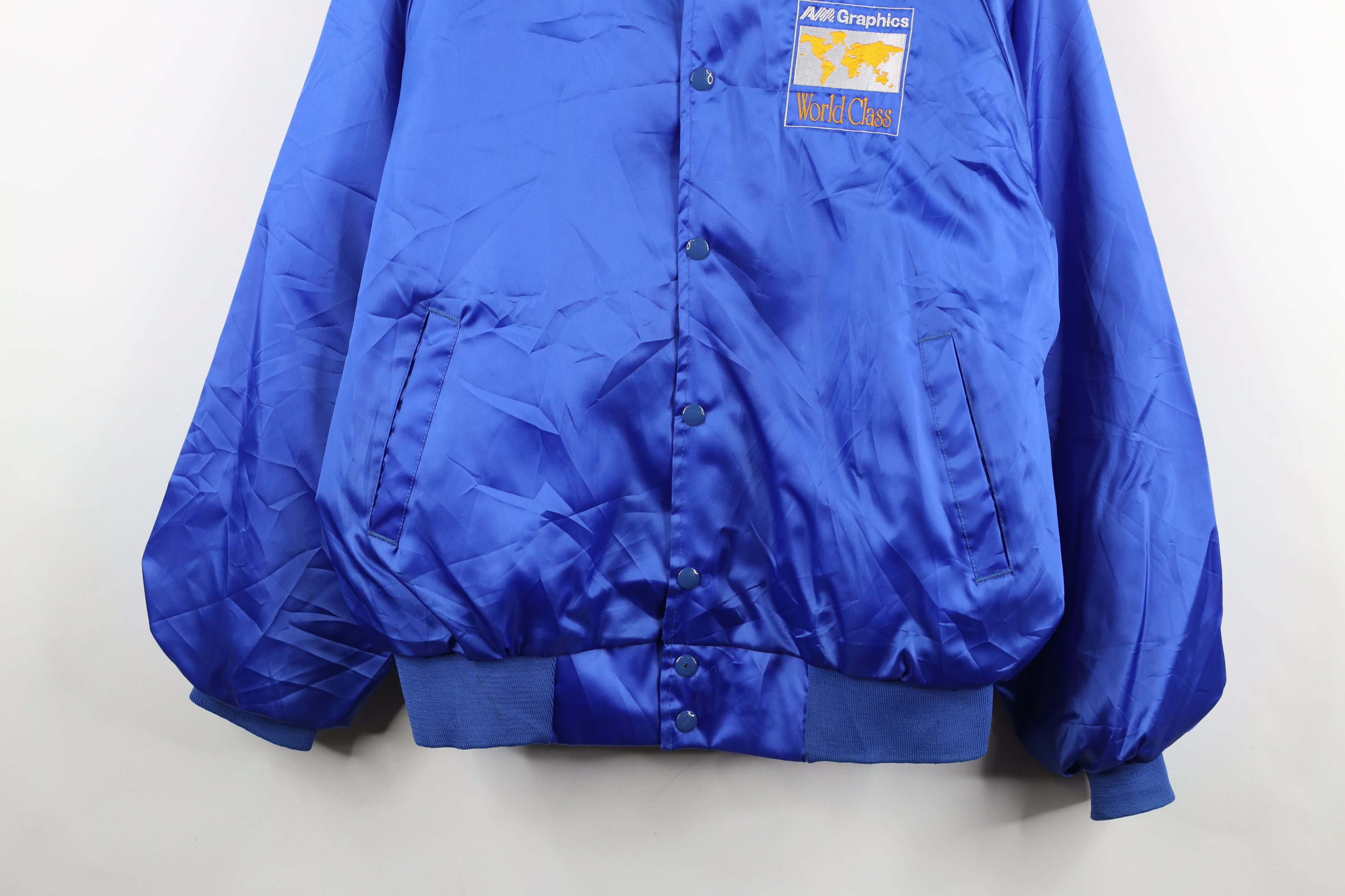 Vintage Vintage 80s Streetwear World Class Satin Bomber Jacket USA Size US L / EU 52-54 / 3 - 3 Thumbnail