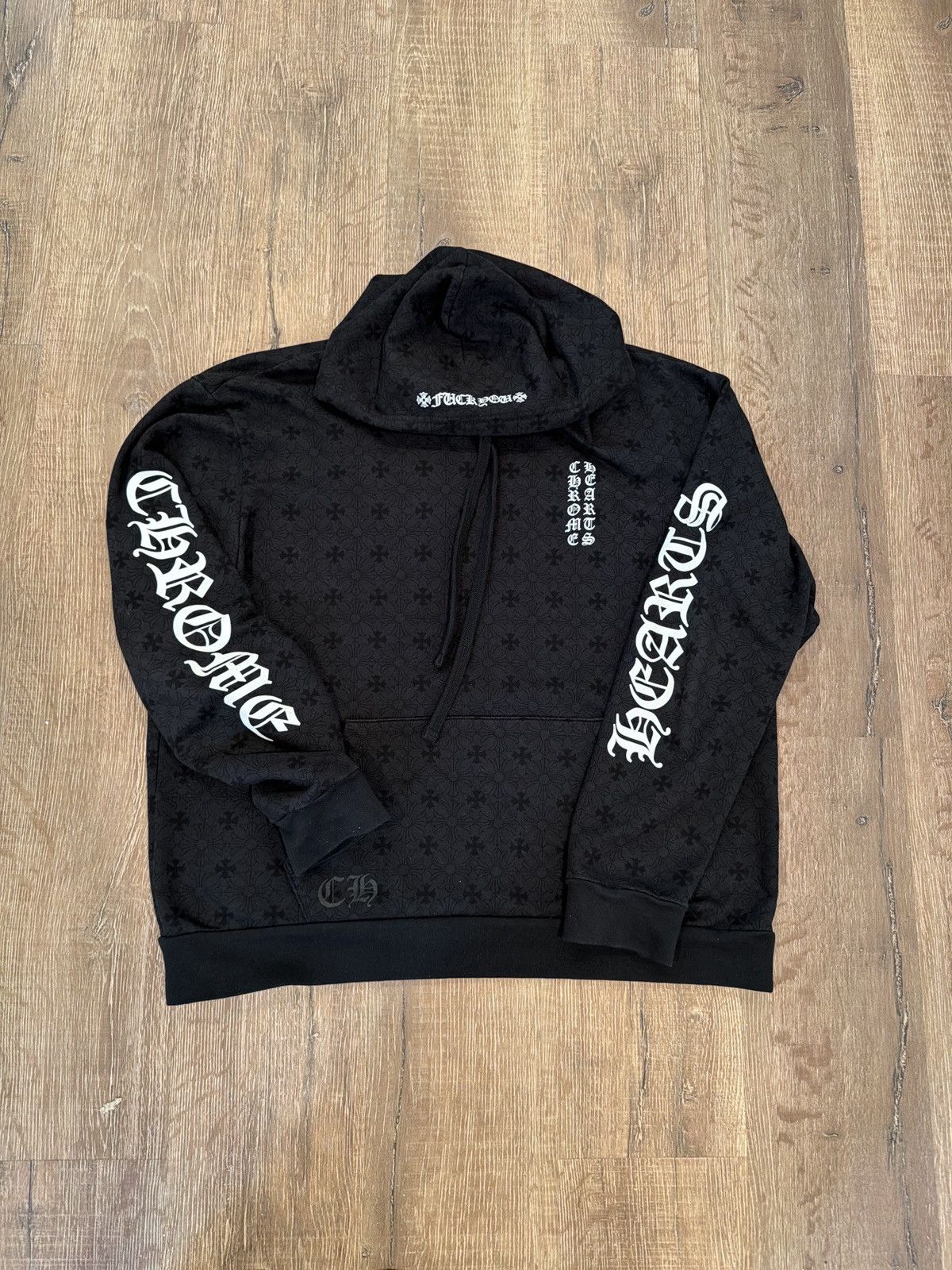 Black All Over Print Monogram Hoodie
