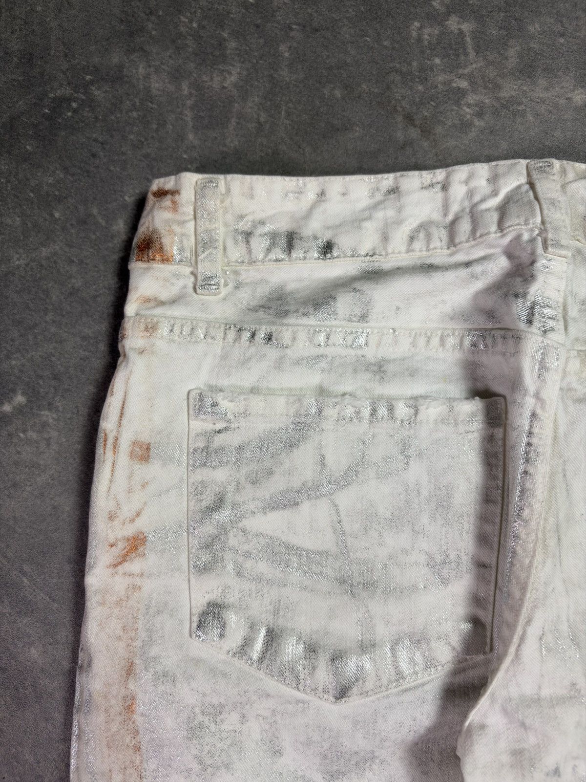 Just Cavalli 00s DSWT Just Cavalli Waxed Orange Silver Tones Flared Jeans Size US 27 - 15 Thumbnail