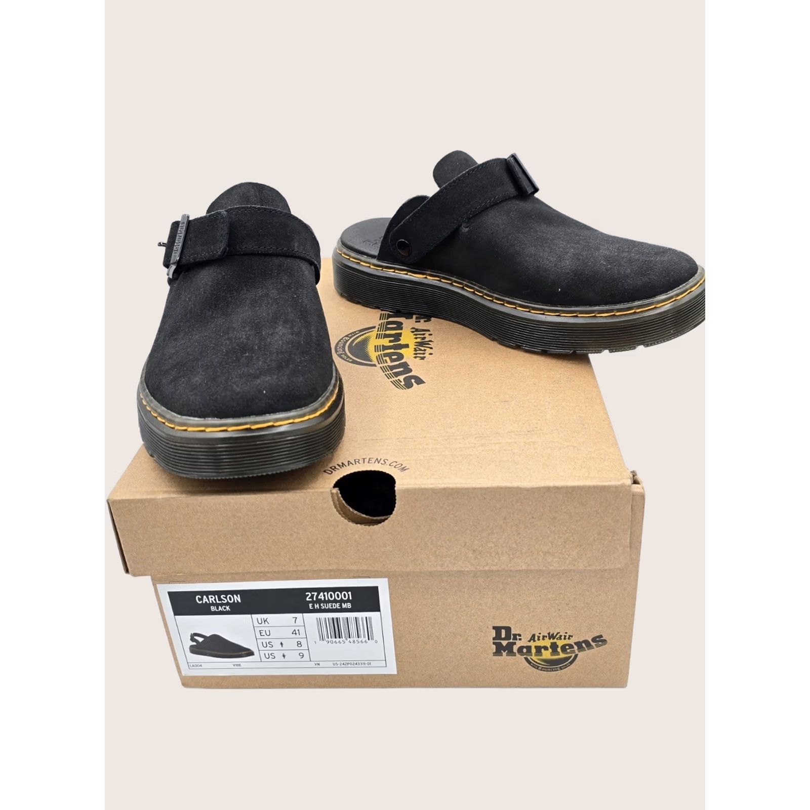 Dr. Martens Dr. Martens Carlson Z2482* Women's Black Suede Slingback Mule Sandals Size 9 M - Sandal, Slingback, Suede, Black, Carlson, Z2482* Size US 9 / IT 39 - 1 Thumbnail